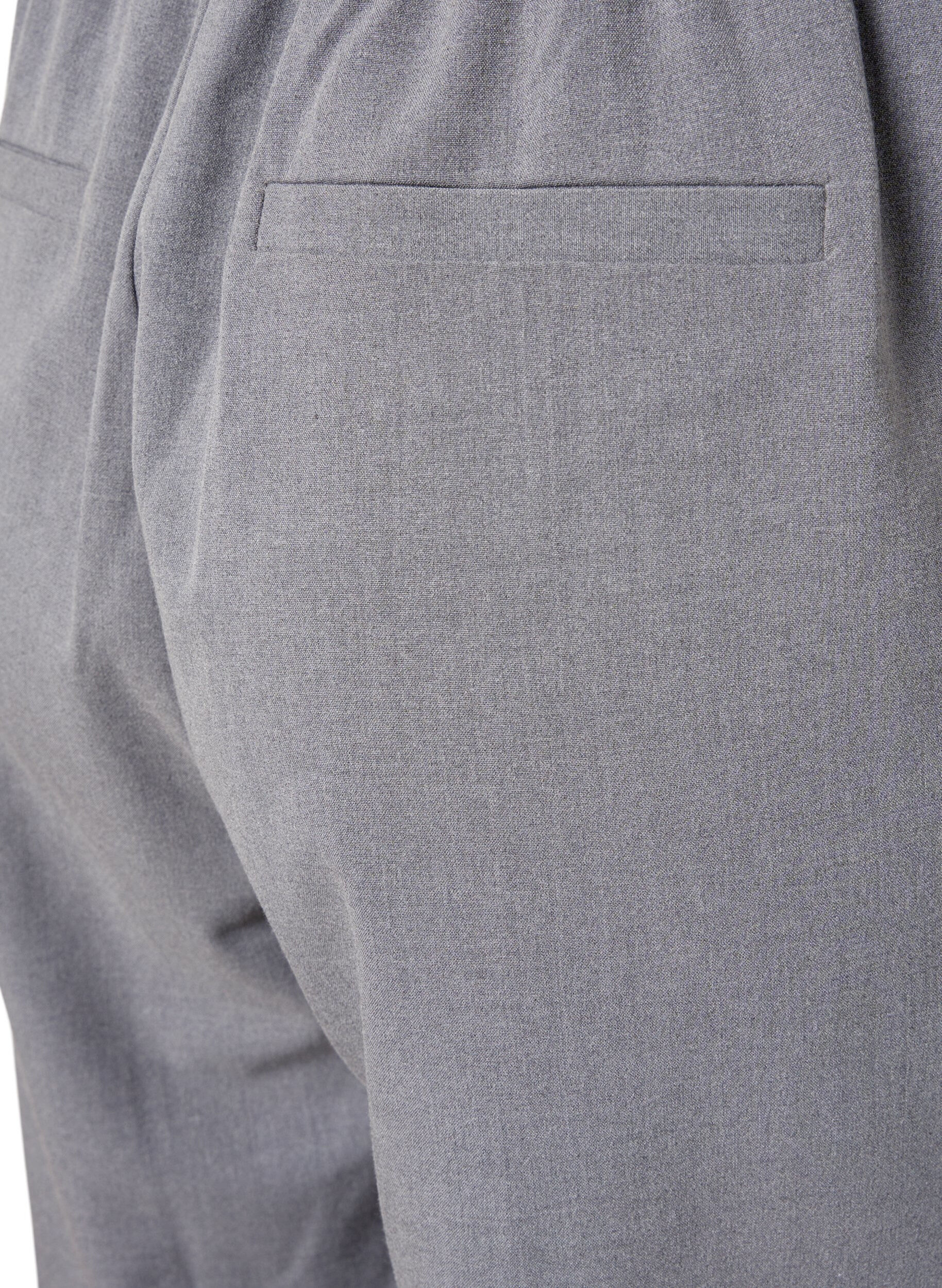 Zizzi Pantalon m&eacute;lang&eacute; gris avec &eacute;lastique &agrave; la taille, Medium Grey Melange, Packshot image number 3