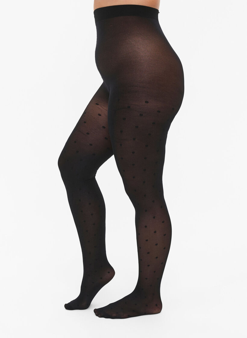 Collants en 40 deniers &agrave; pois, Noir, Model image number 0