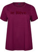 T-shirt en coton bio avec inscription en velours, Violet, Packshot image number 0