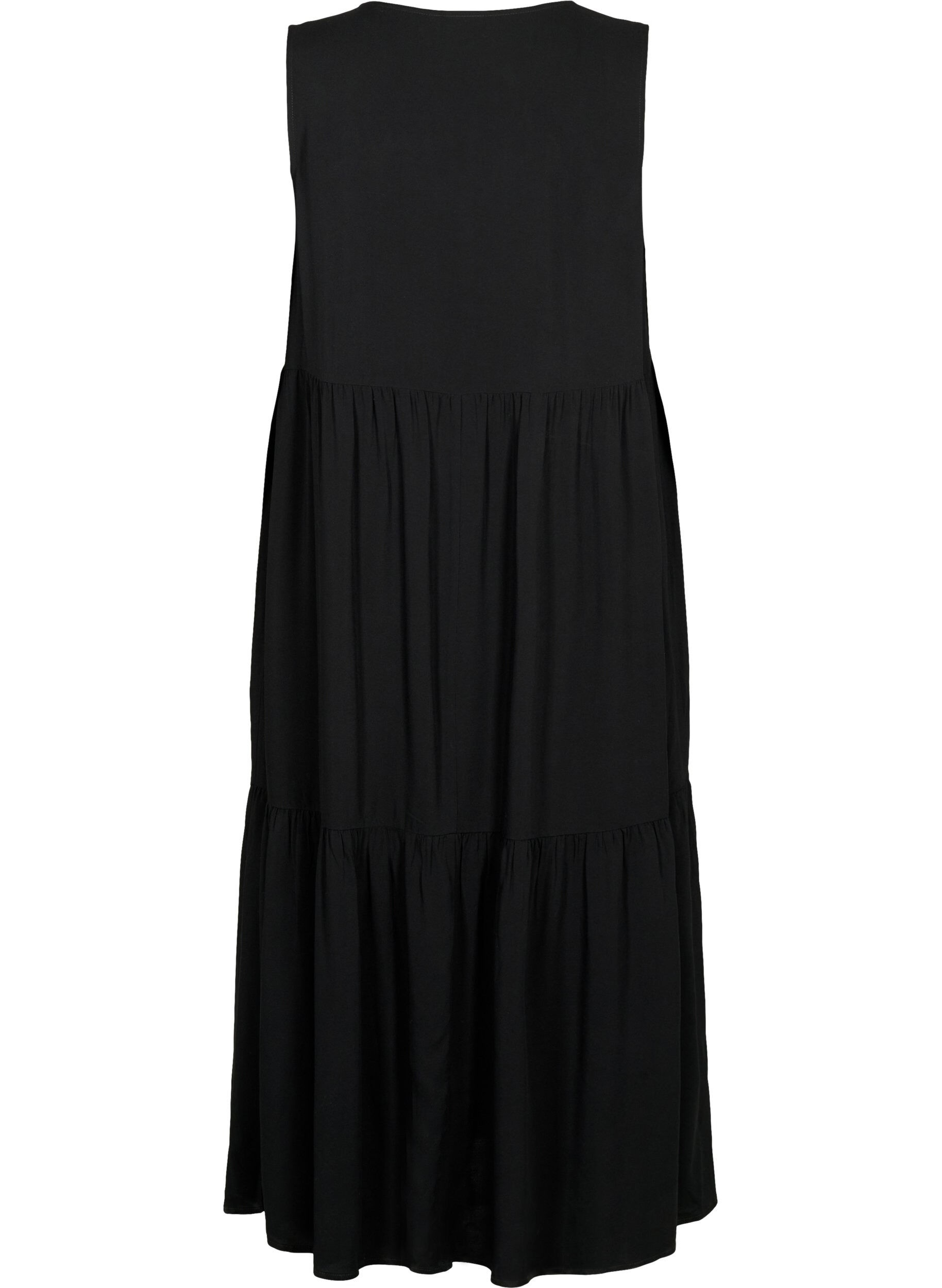 Zizzi Robe longue sans manches en viscose, Black, Packshot image number 1