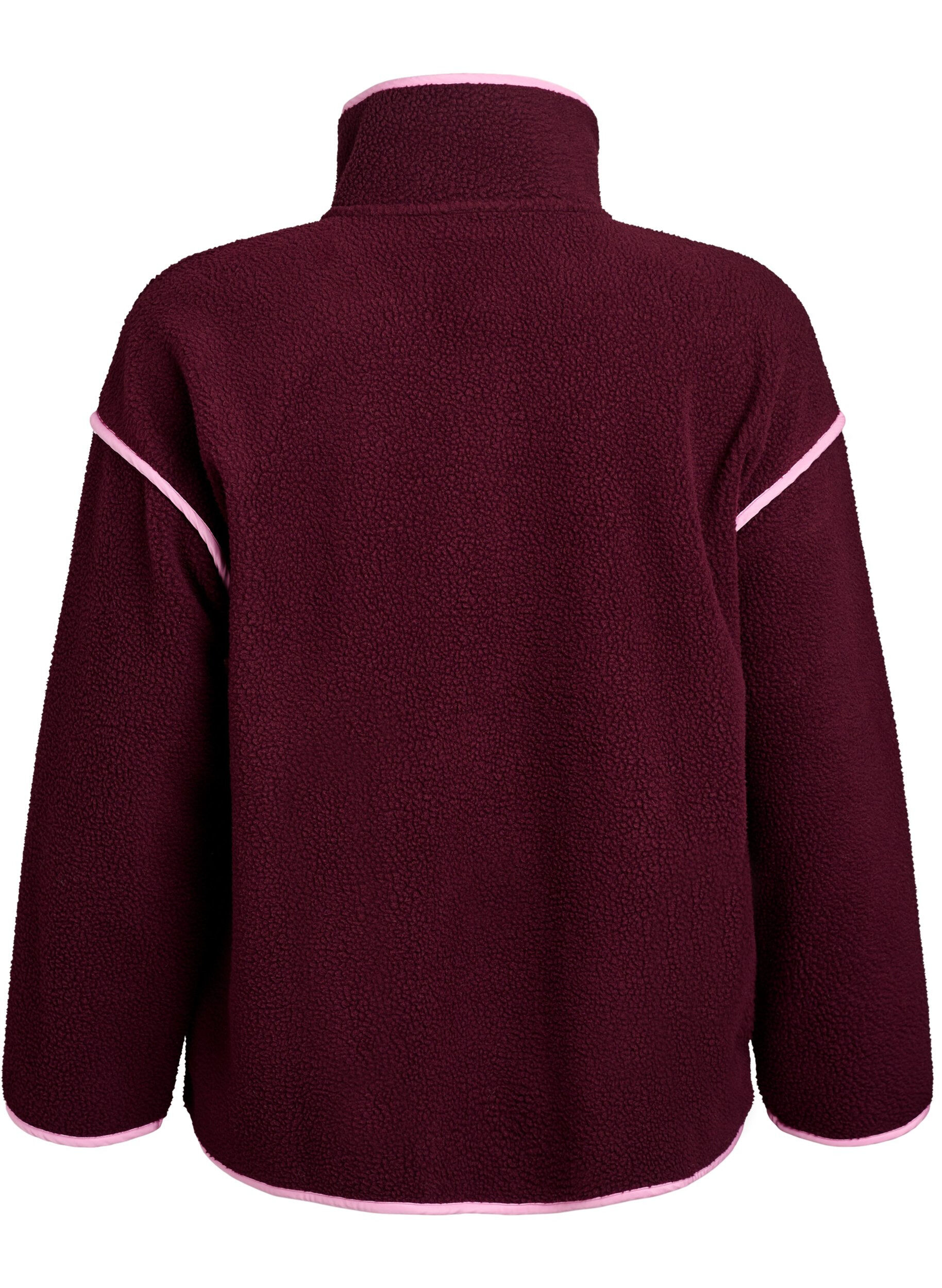 Zizzi Teddy-Jacke mit Kontrastdetails, Rot, Packshot image number 1