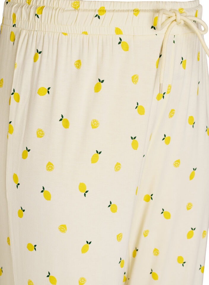 Pyjamahose aus weichem Jersey mit hoher Taille und Frucht-Print, Gelb, Packshot image number 2
