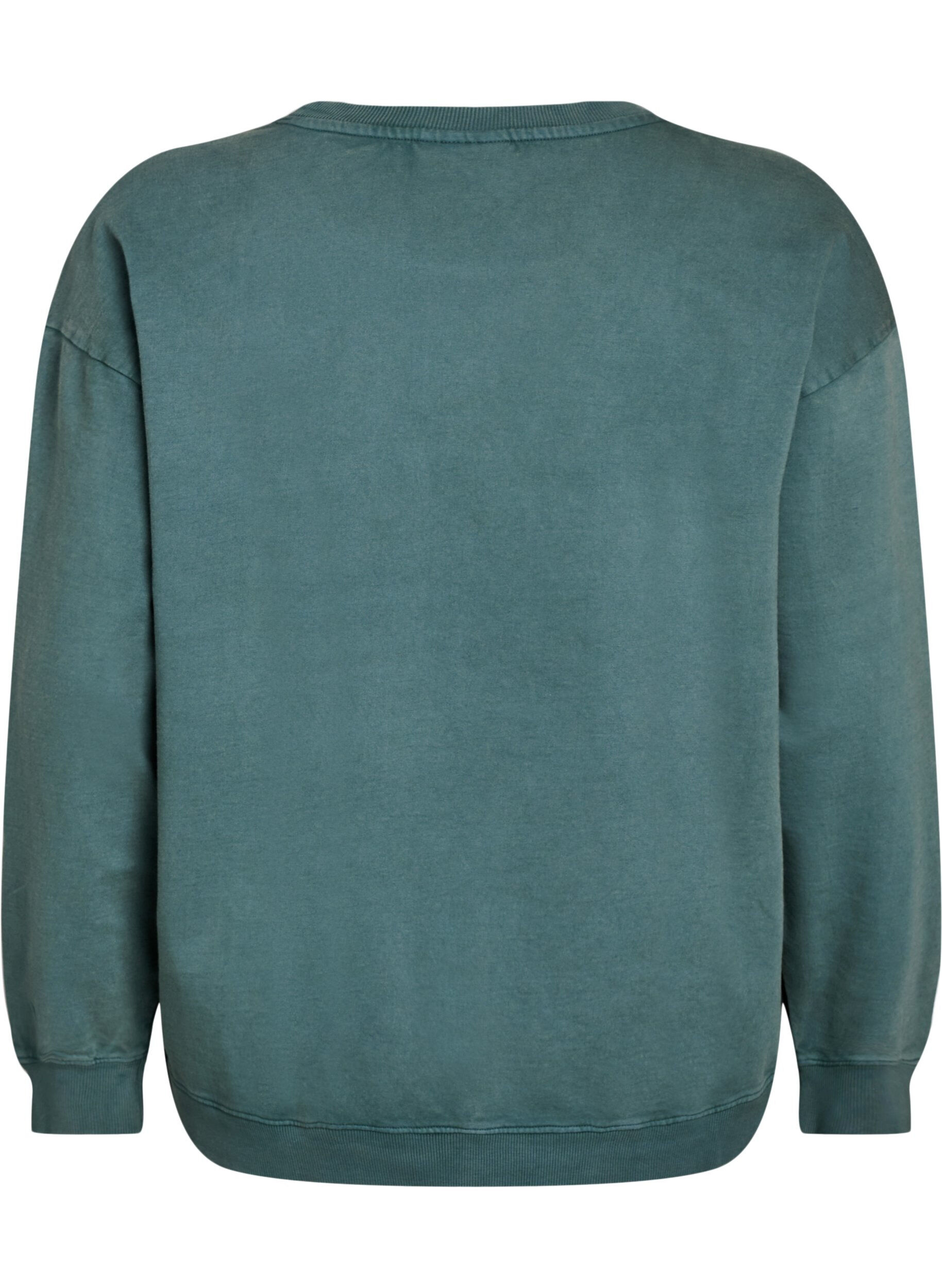 Zizzi Lockeres Sweatshirt im gewaschenen Look, Gr&uuml;n, Packshot image number 1