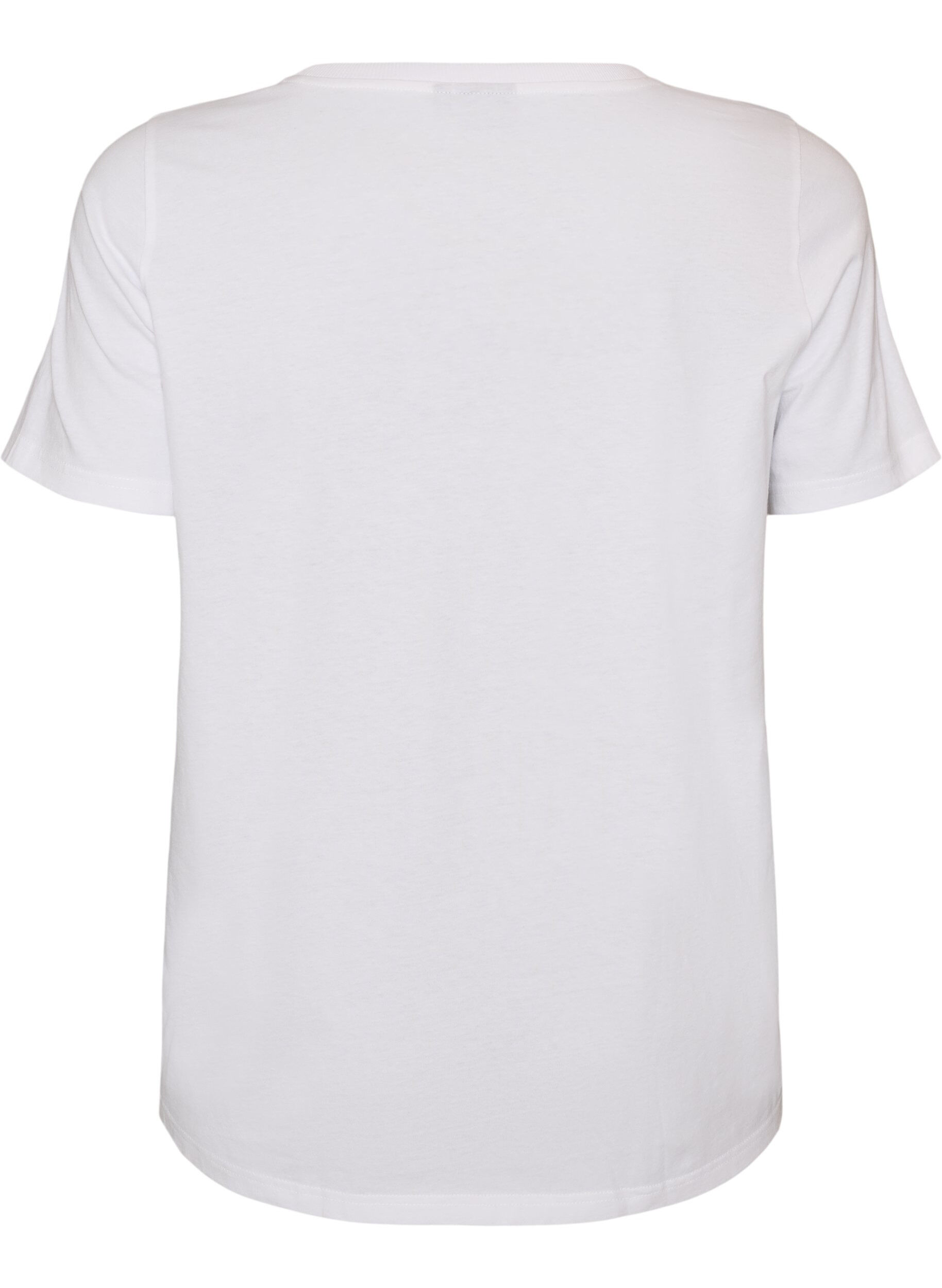 ZizziT-shirt en coton avec imprim&eacute; sur la poitrine, Blanc, Packshot image number 1