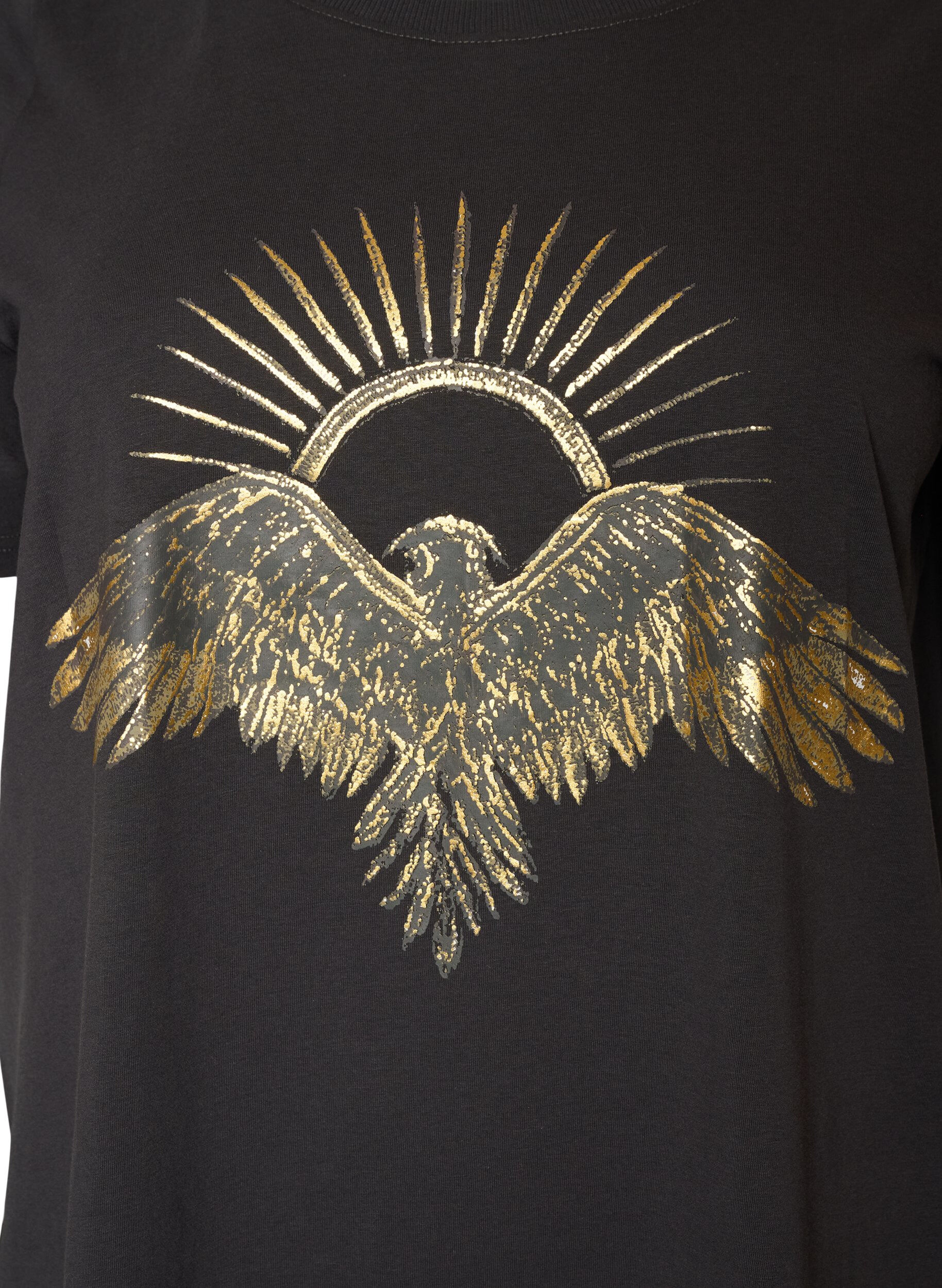 ZizziT-shirt en coton avec imprim&eacute; devant, Gris anthracite, Packshot image number 2