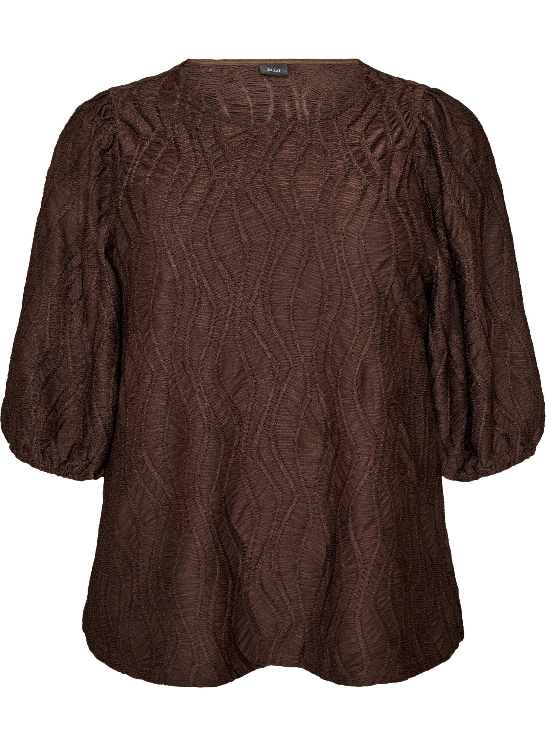 Bluse mit Struktur und 3/4-&Auml;rmeln