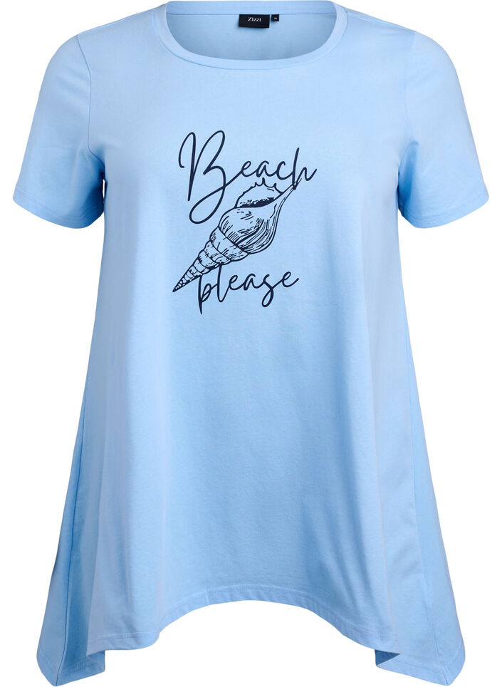 T-shirt &agrave; col rond et coupe &eacute;vas&eacute;e, Bleu, Packshot image number 0
