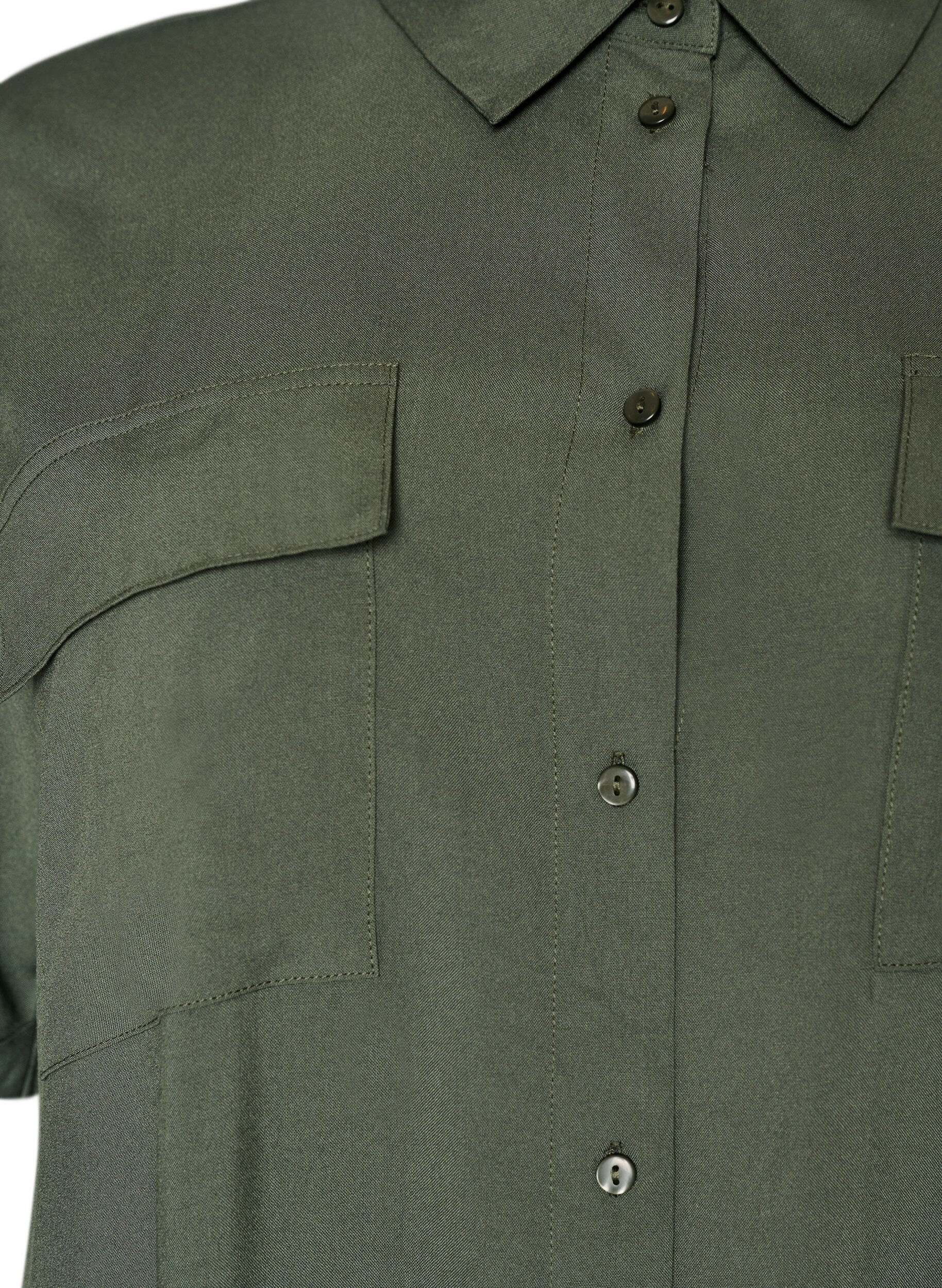 ZizziLanges Hemdkleid mit kurzen &Auml;rmeln, Gr&uuml;n, Packshot image number 2