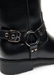 Botte haute en cuir avec boucles d&eacute;coratives, Noir, Packshot image number 2