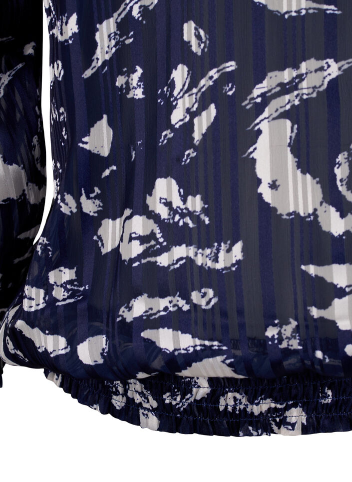 Blouse imprimée à smock, Blue Leaf AOP, Packshot image number 3