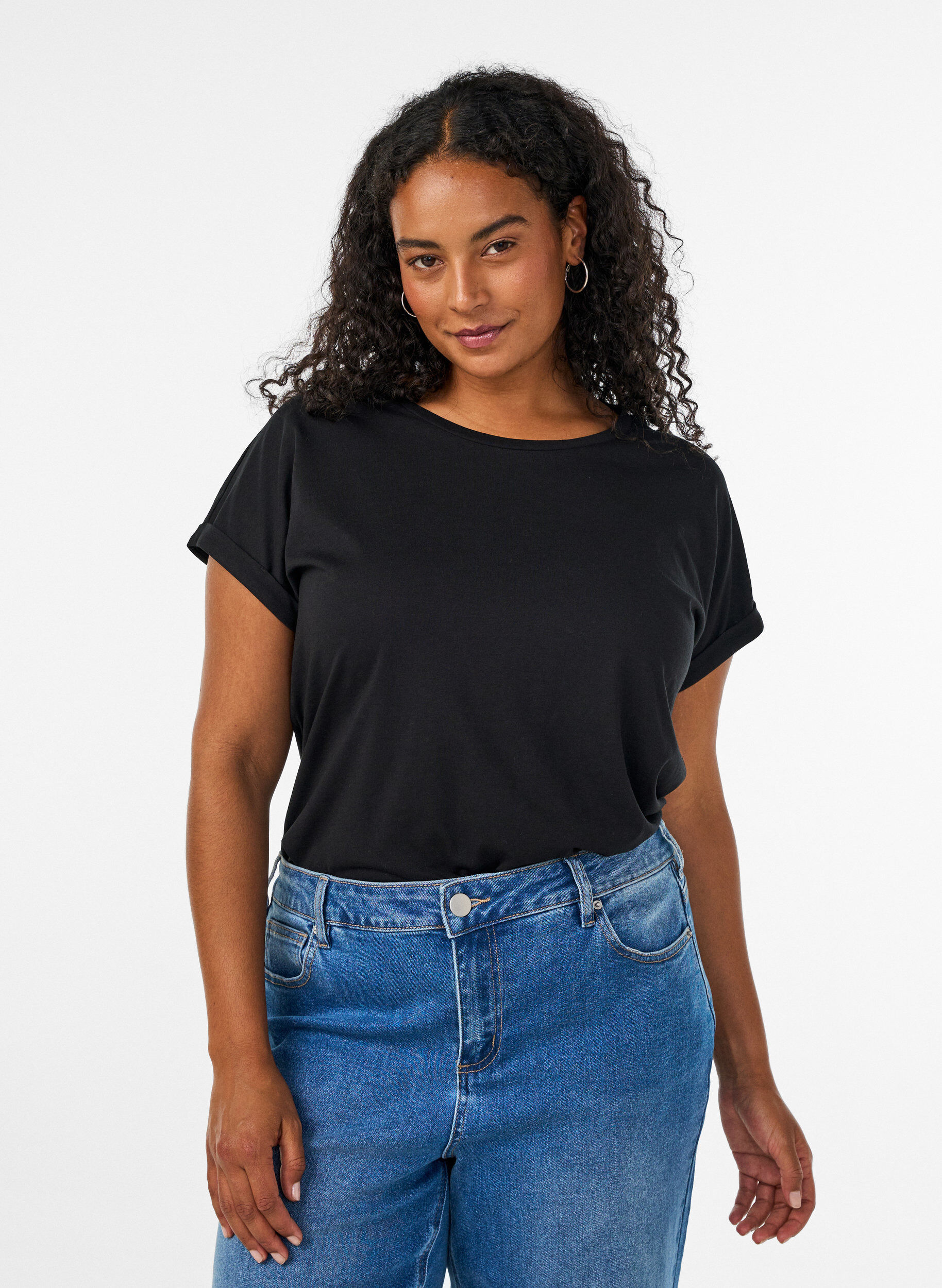 Zizzi2er-Pack kurz&auml;rmlige T-Shirts, Schwarz, Model image number 0