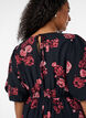 Midikleid mit Rosenprint und kurzen Ballon&auml;rmeln, Schwarz, Model image number 2
