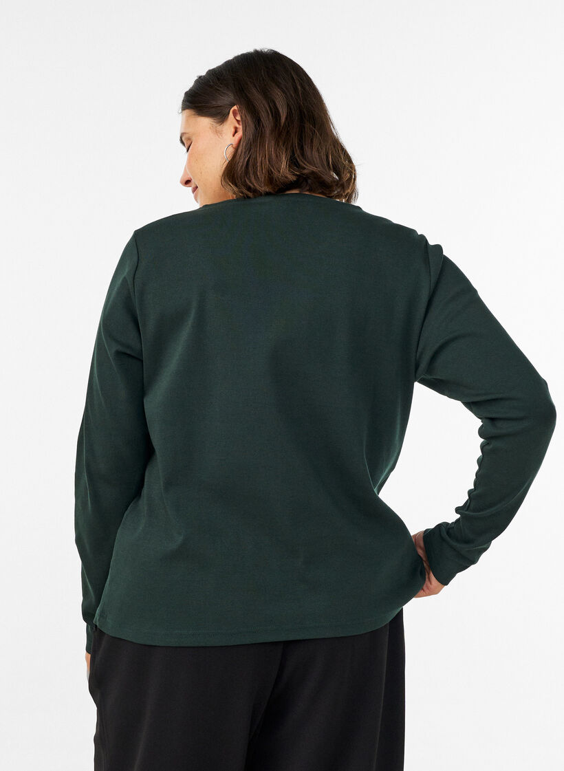 Langarm-Basic-T-Shirt mit Rundhalsausschnitt, Gr&uuml;n, Model image number 2