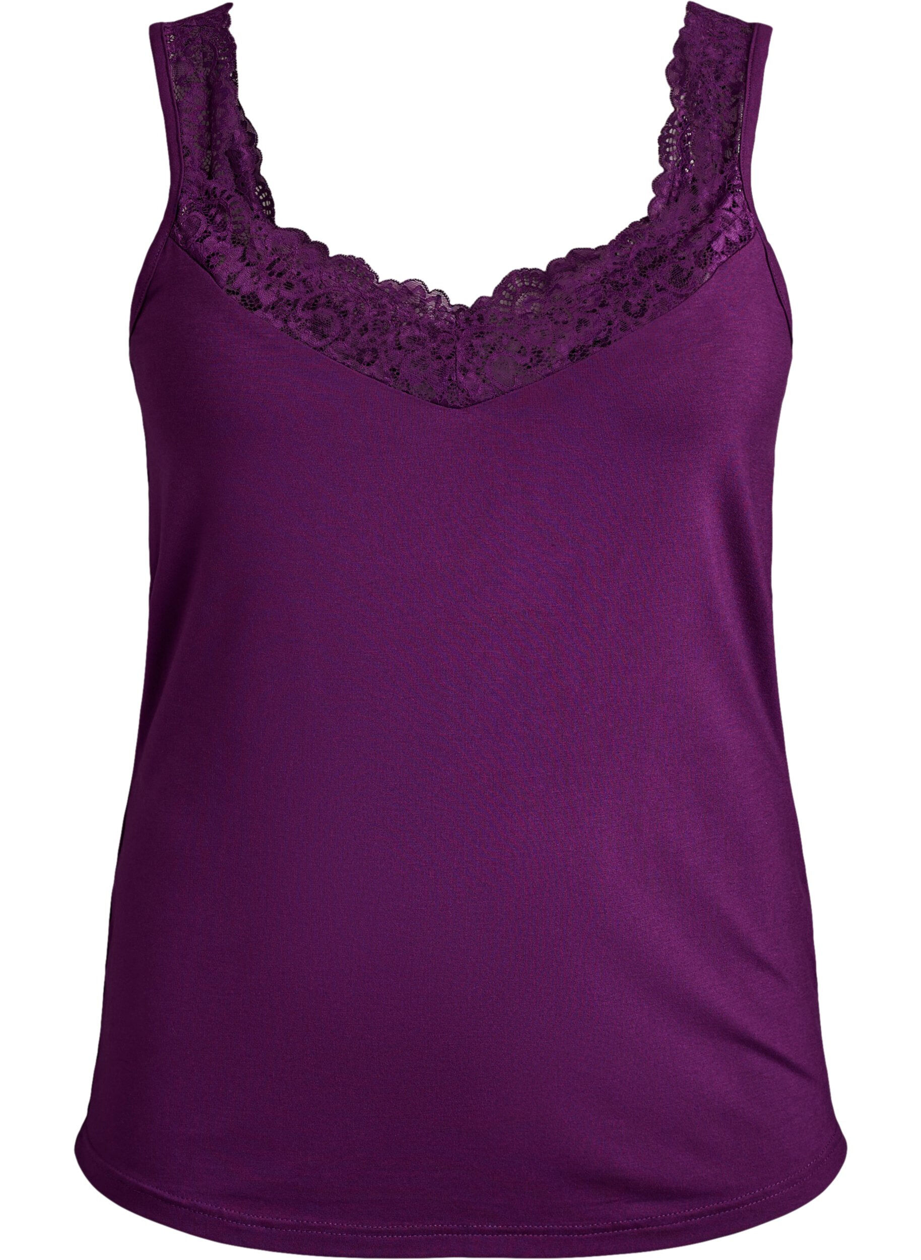 Top en viscose avec bord en dentelle