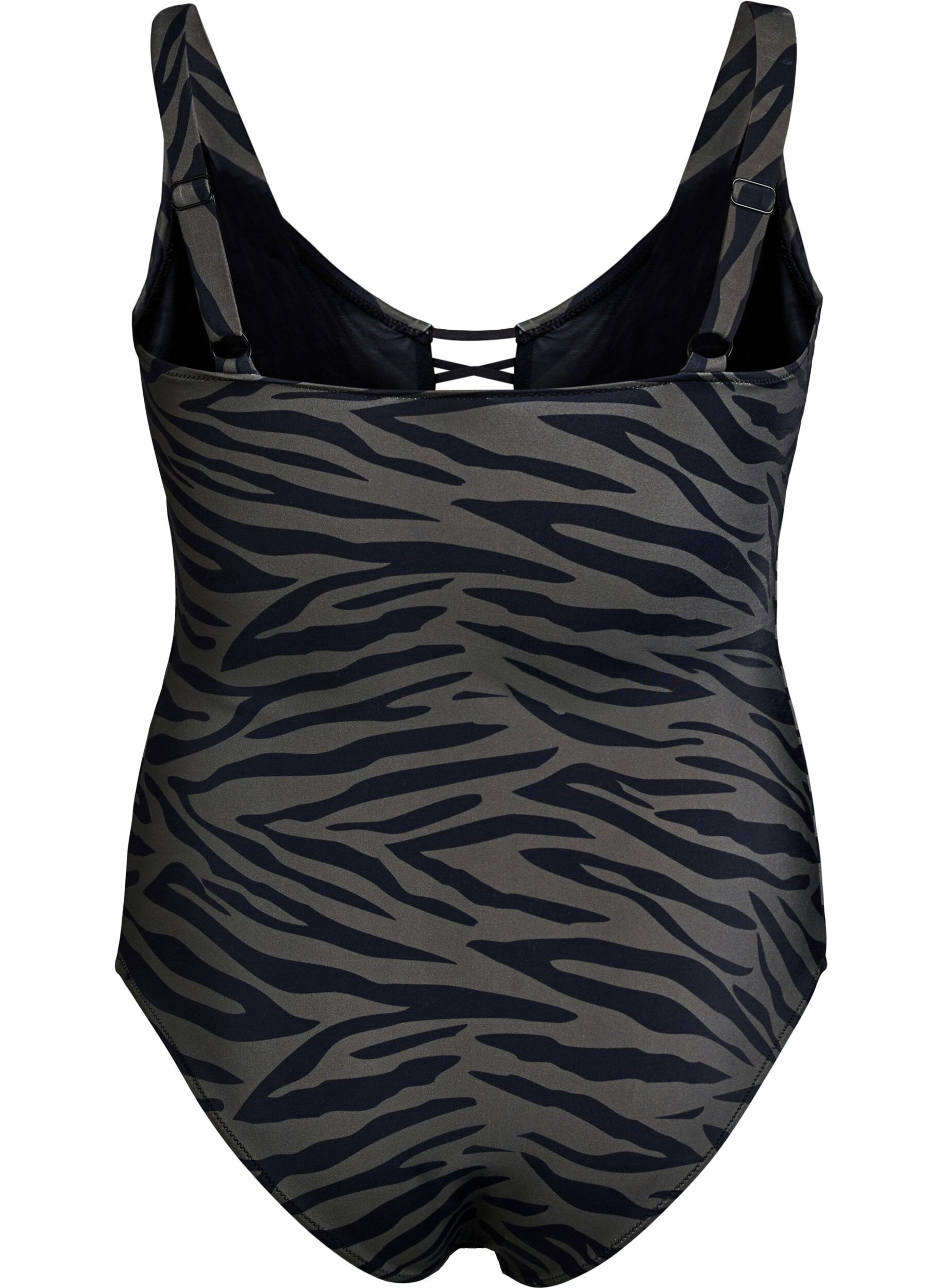 Zizzi Maillot de bain imprim&eacute; animalier avec liens &agrave; nouer, Vert fonc&eacute;, Packshot image number 1