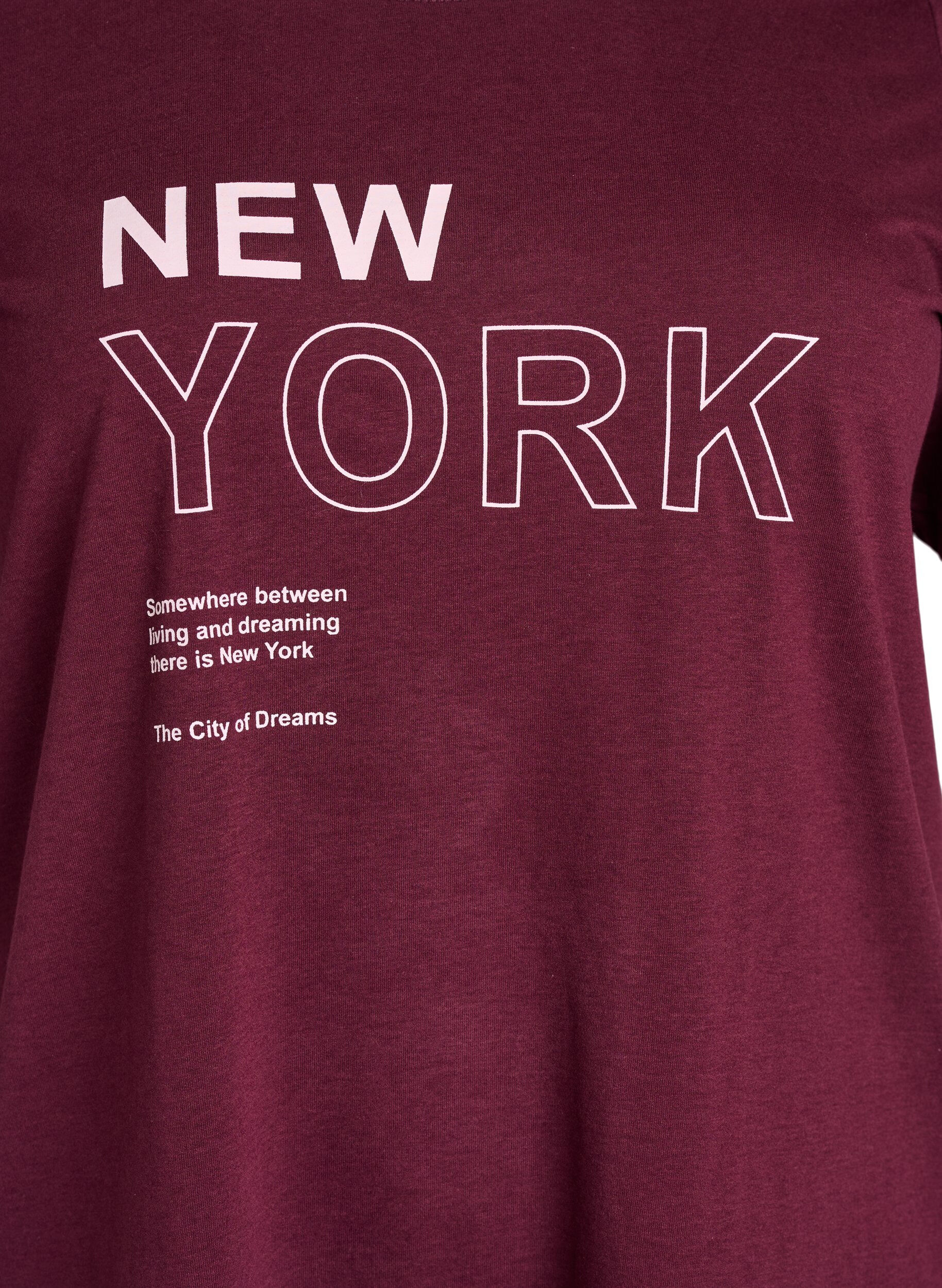 Zizzi FLASH - T-Shirt mit Print, Dunkles Bordeaux, Packshot image number 2