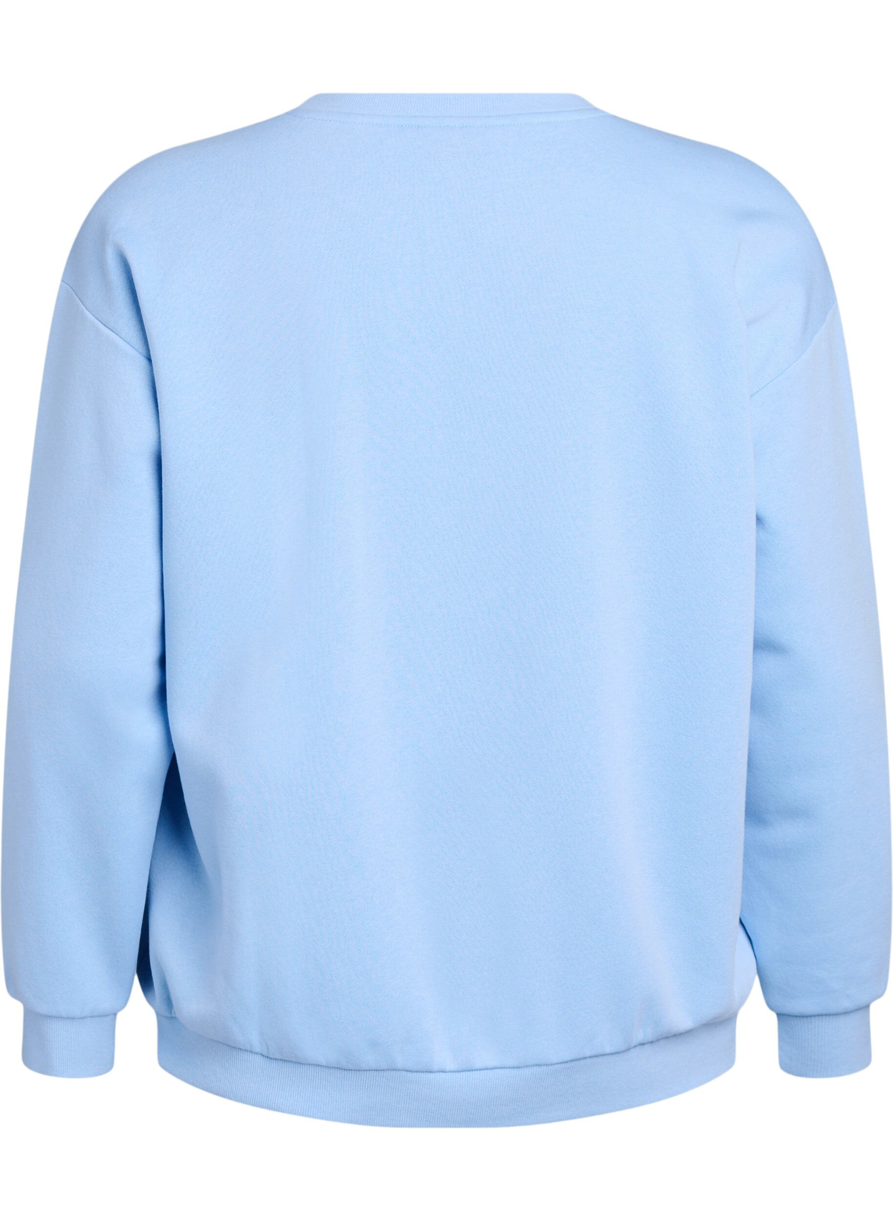 Zizzi Sweatshirt mit Frottee-Logo, Blau, Packshot image number 1