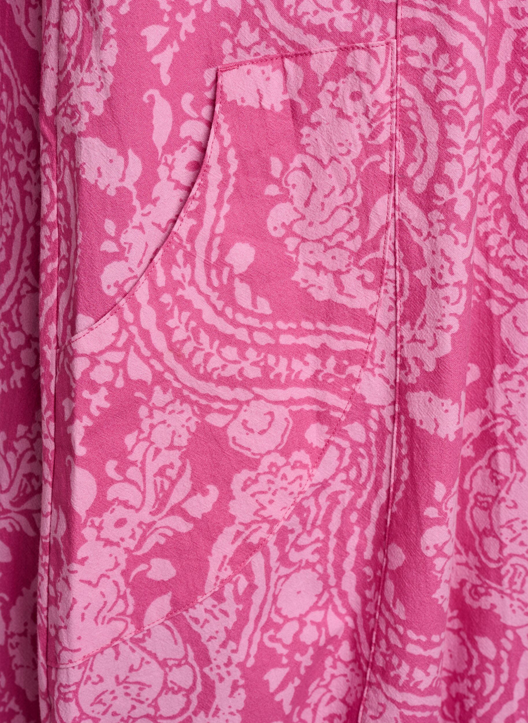 ZizziKurz&auml;rmliges Baumwollkleid mit Aufdruck, Pink, Packshot image number 3