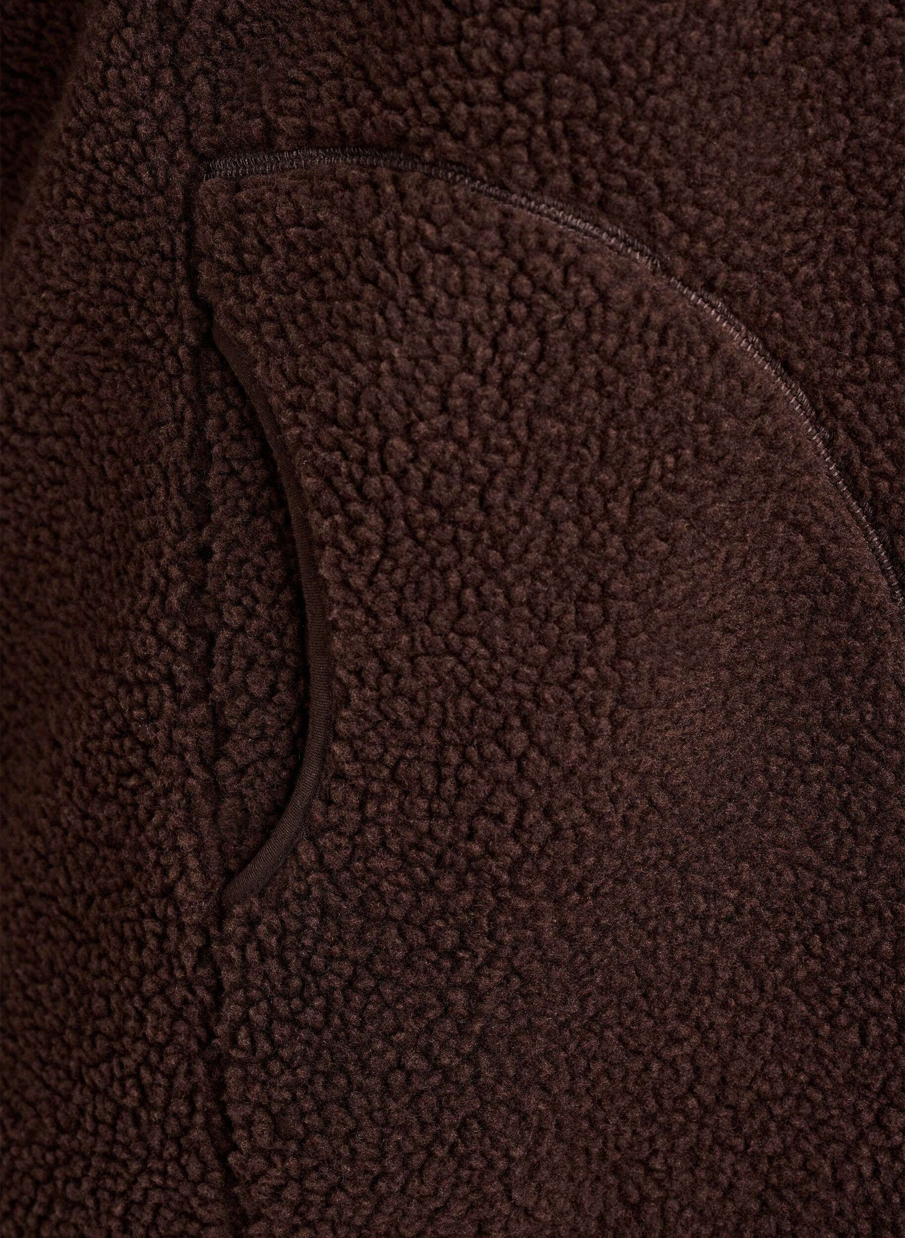 Zizzi Gilet en teddy avec fermeture &eacute;clair et poches, Marron, Packshot image number 3