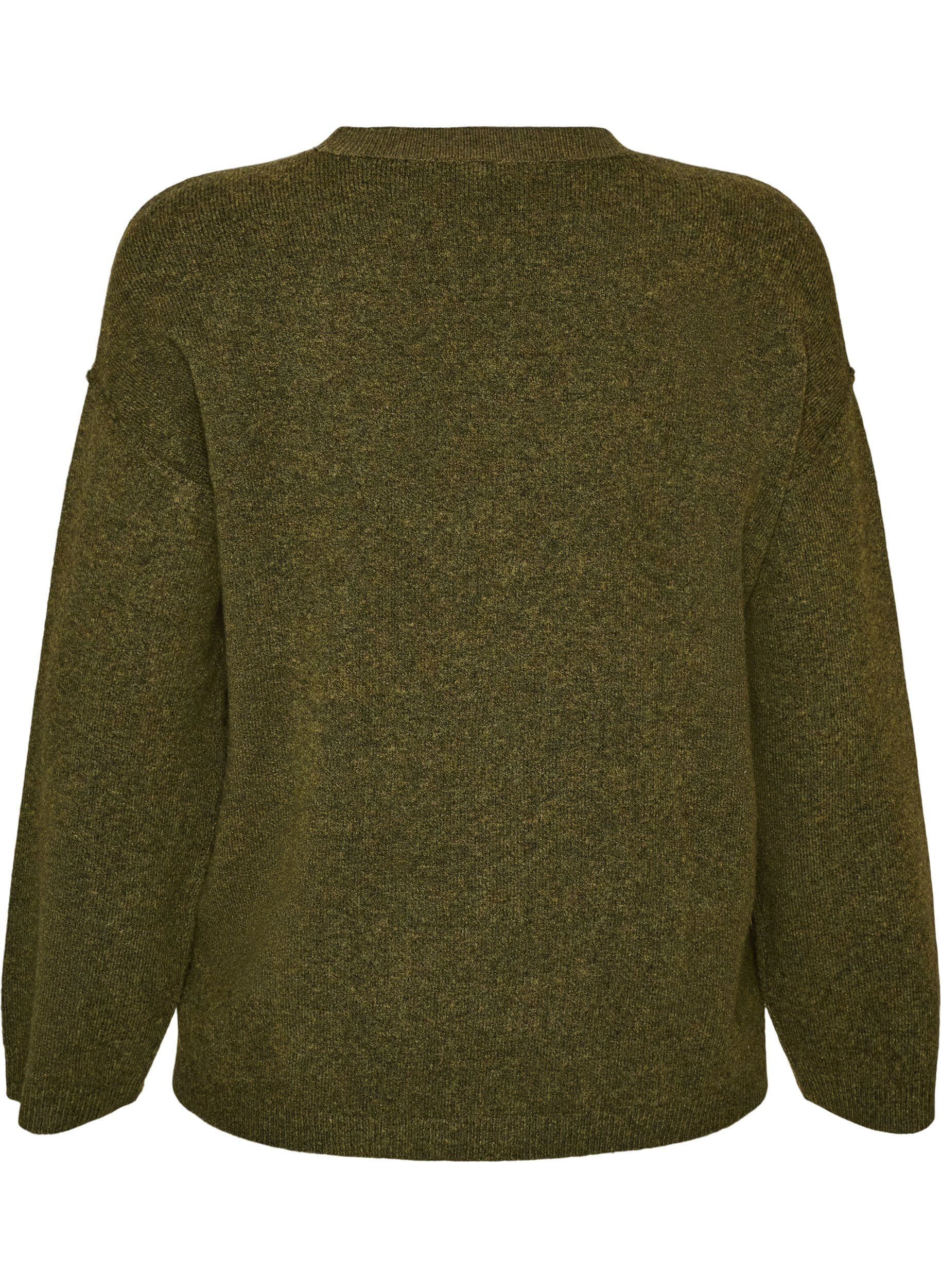 ZizziPull ample en maille avec coutures apparentes, Vert fonc&eacute;, Packshot image number 1