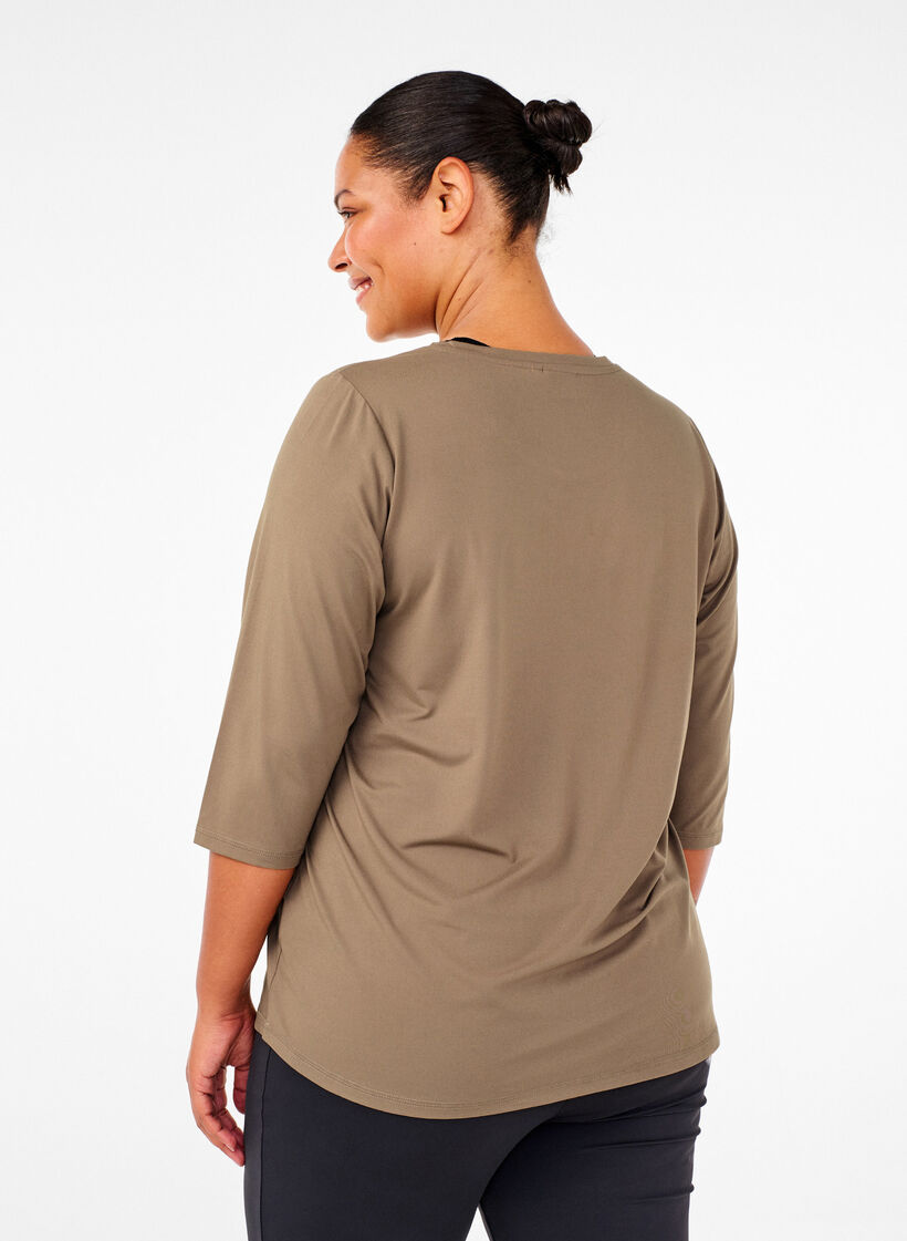  Trainingsbluse mit 3/4 Ärmeln, Beige, Model image number 2
