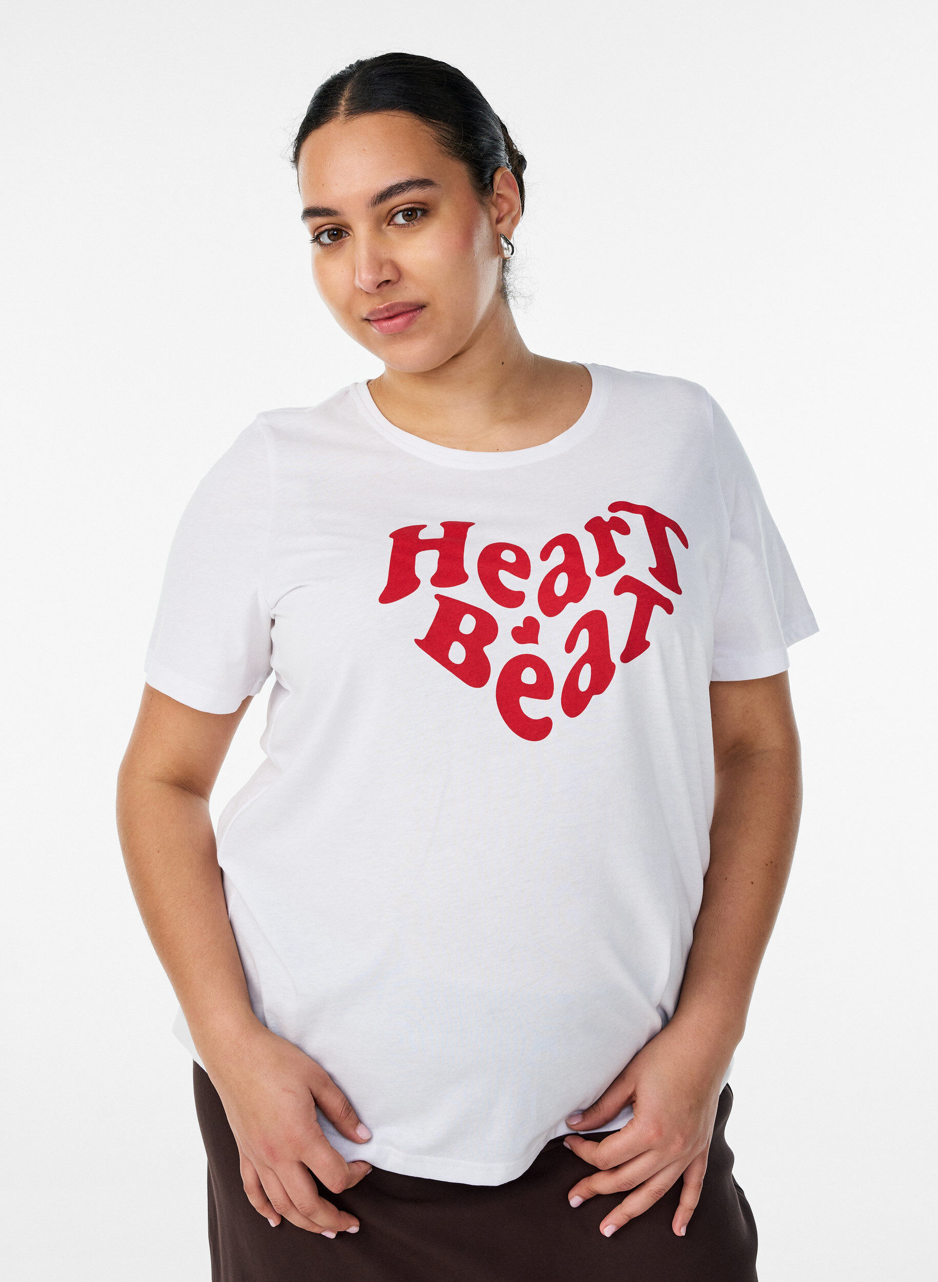 T-Shirt mit Print, Wei&szlig;, Model