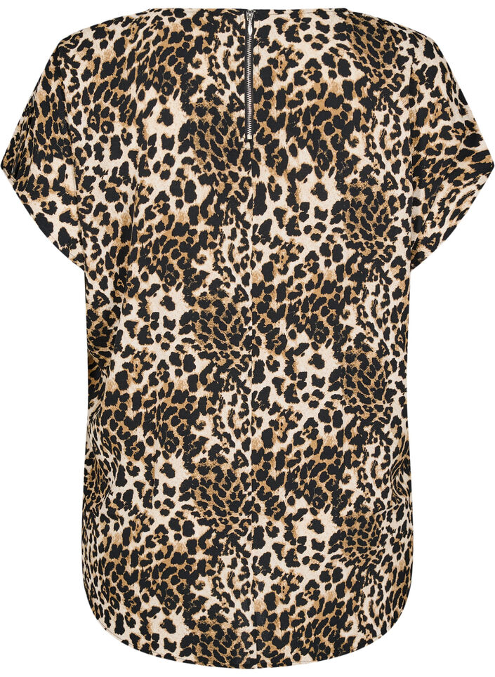 Bluse mit kurzem Arm und Leopardenmuster, Leopard AOP, Packshot image number 1