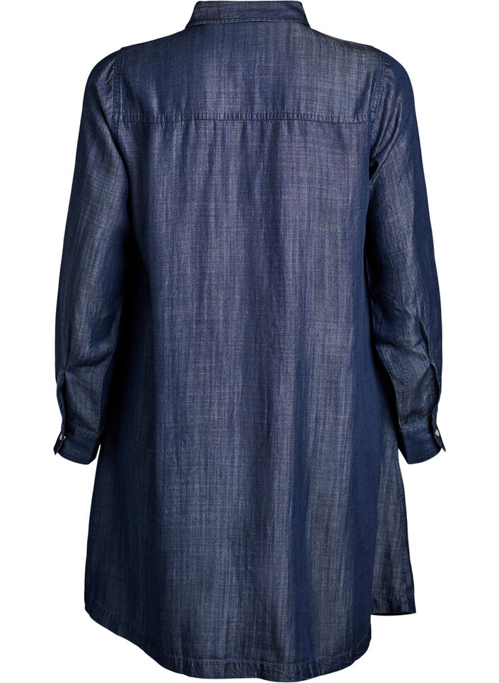 Robe courte en lyocell denim avec pressions, Bleu, Packshot image number 1