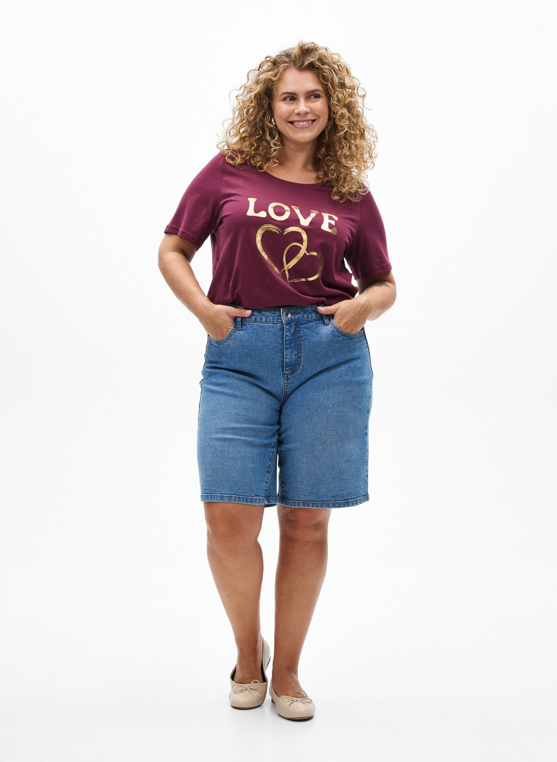 Zizzi T-Shirt mit Print, Rot, Model image number 1