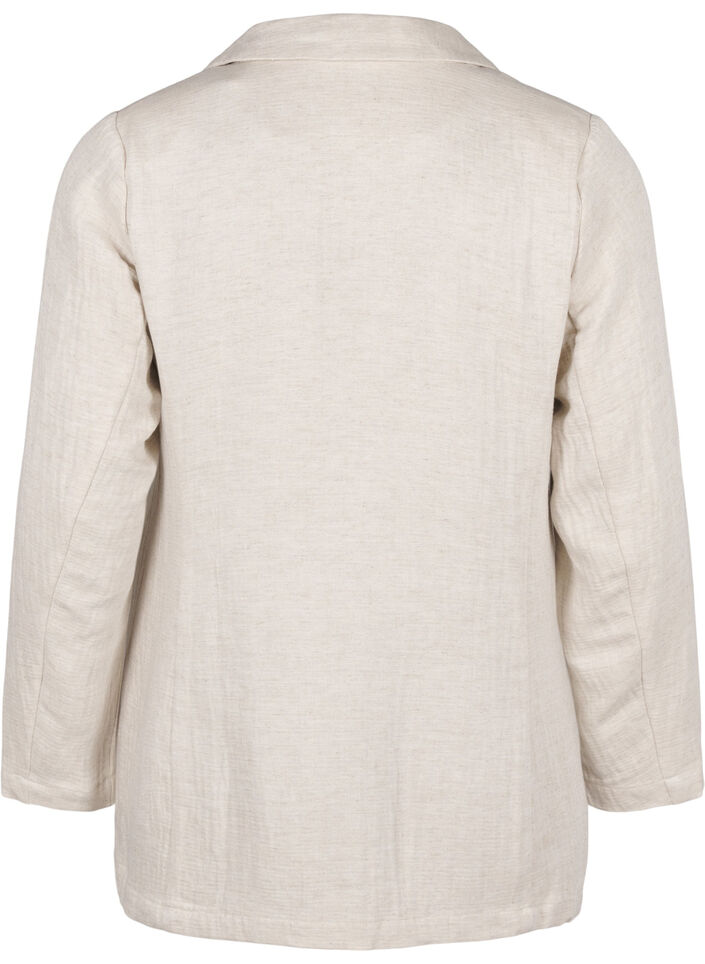 Blazer aus Materialmix mit Leinen, Rainy Day, Packshot image number 1