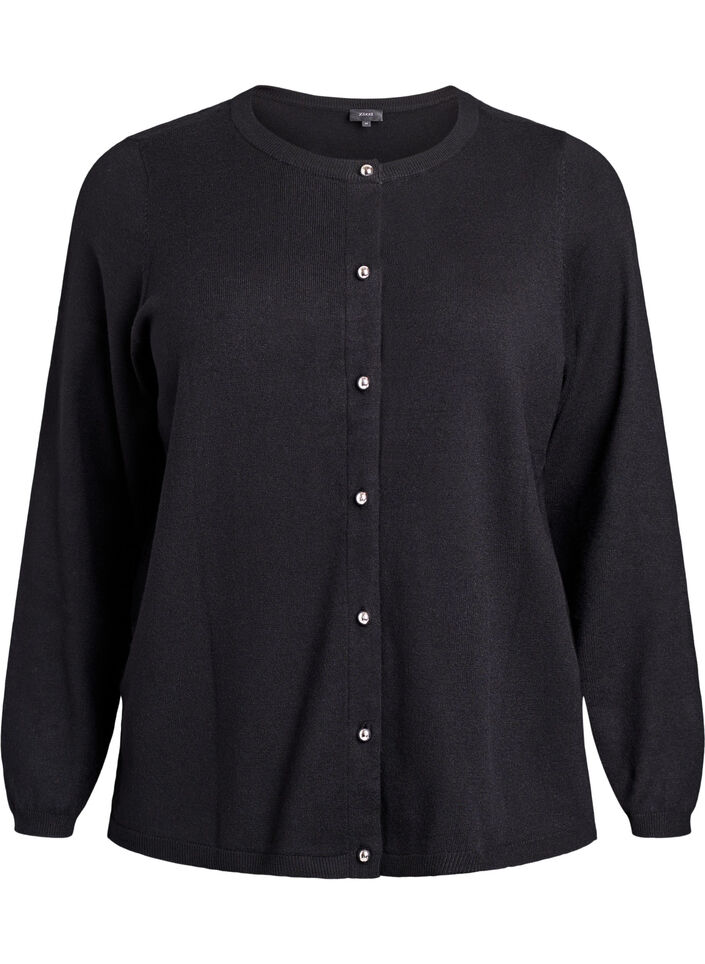 Cardigan &agrave; boutons ronds, Noir, Packshot image number 0