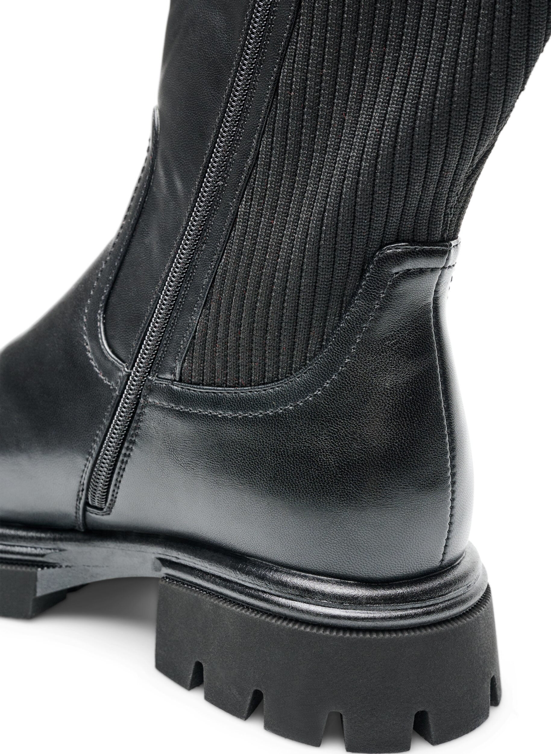 ZizziLangschaftstiefel mit Ripp-Eins&auml;tzen, Schwarz, Packshot image number 5