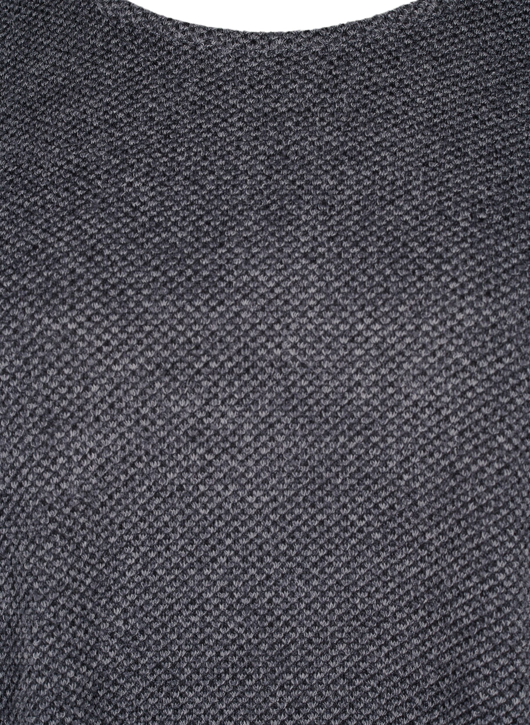 Zizzi Melange Bluse mit rund um den Neck und langen &Auml;rmel, Dark Grey, Packshot image number 2