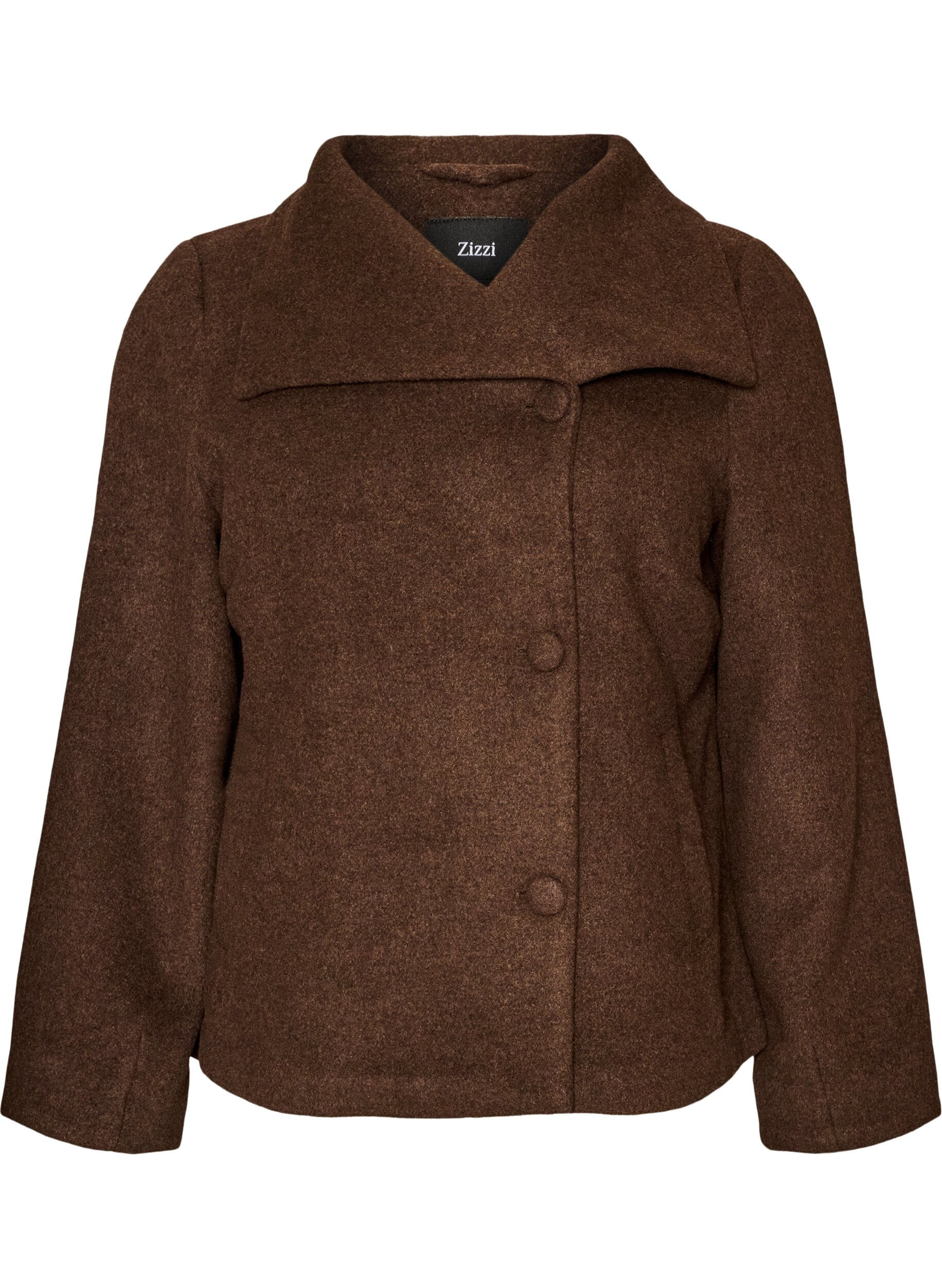 ZizziKurze Jacke mit asymmetrischer Knopfleiste, Braun, Packshot image number 0