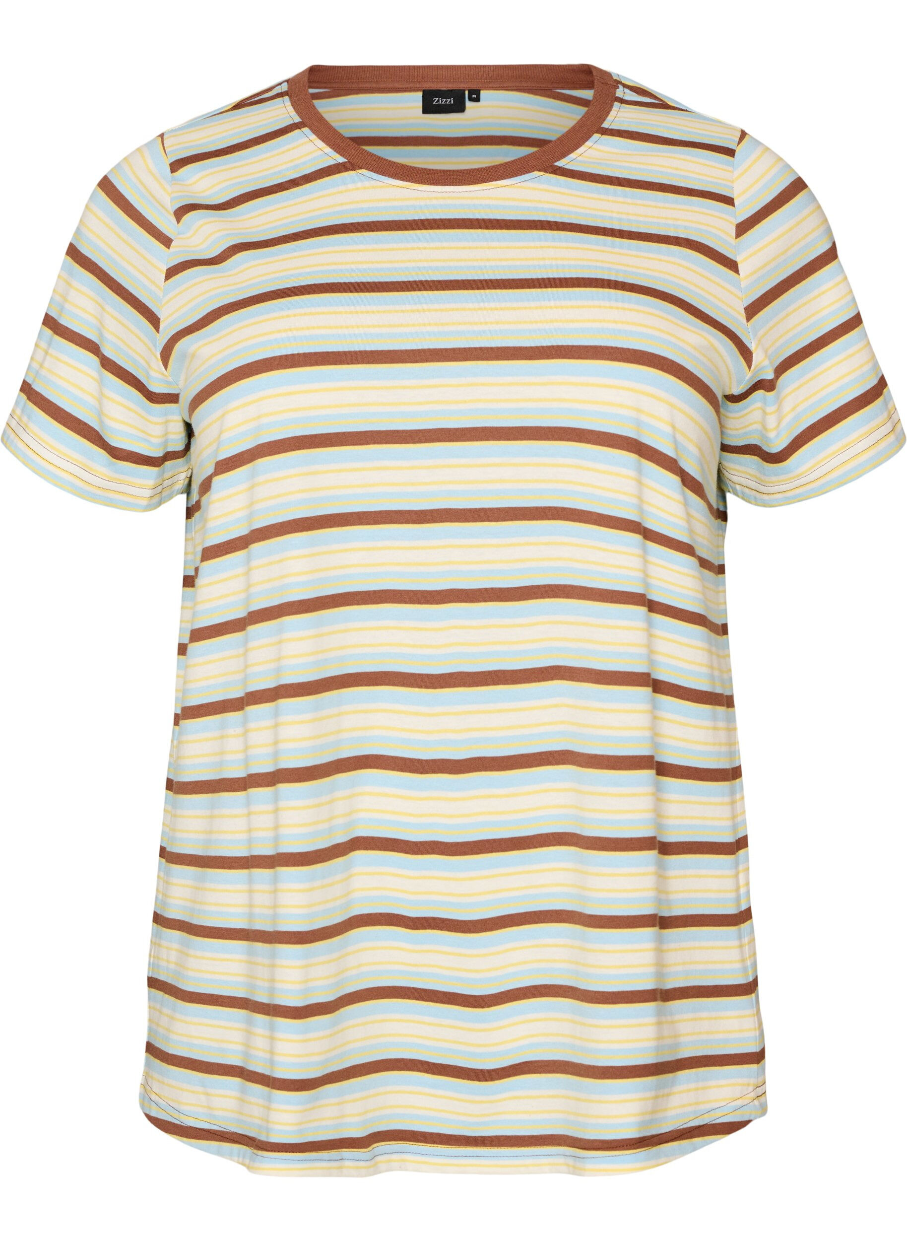 ZizziT-shirt &agrave; rayures en coton bio, Marron, Packshot image number 0