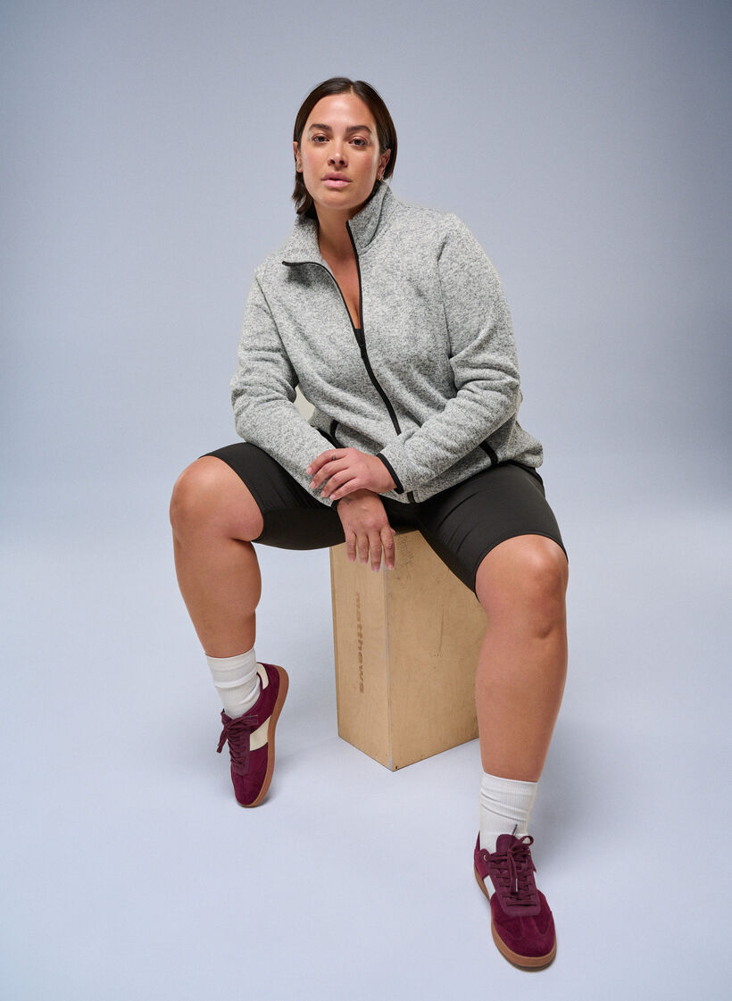 Cardigan en jersey avec un col haut et une fermeture éclair, Gris, Image image number 0