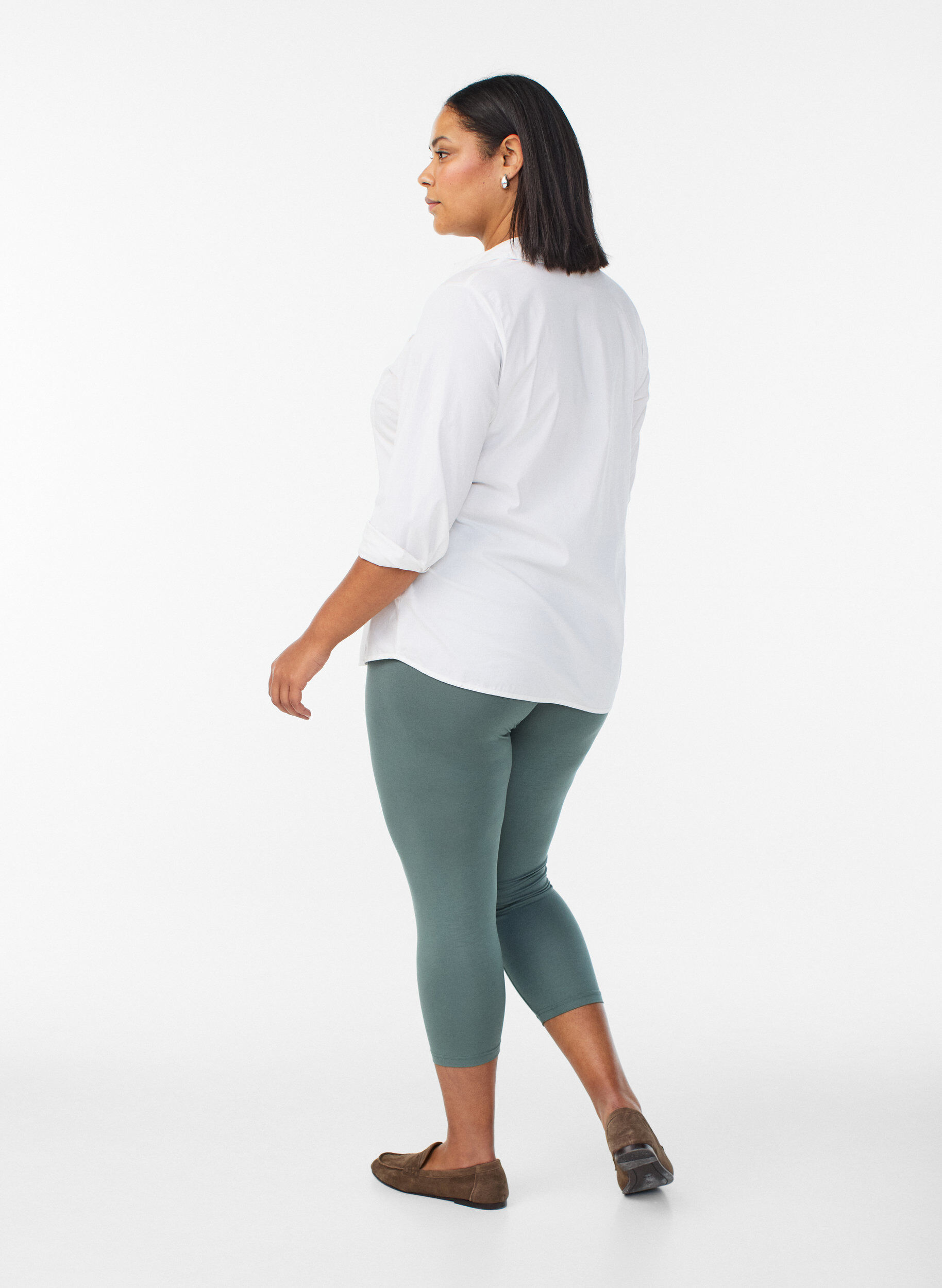 ZizziLeggings basiques longueur 3/4 en viscose, Vert fonc&eacute;, Model image number 2