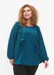 Langärmelige Bluse mit Rüschen, Shaded Spruce Dot, Model image number 0