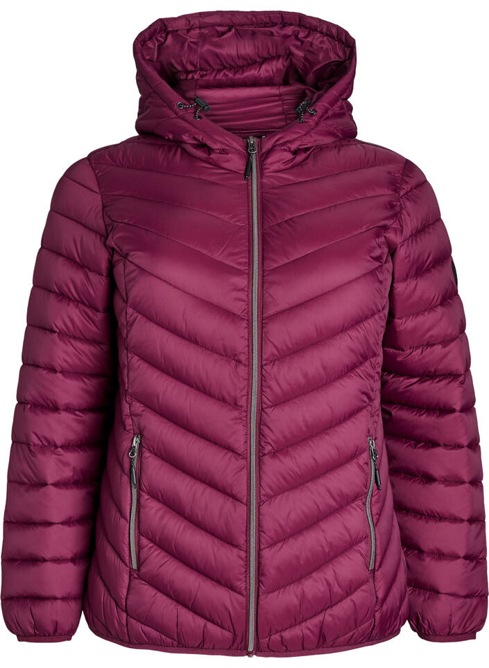 Leichte Steppjacke mit Kapuze, Dunkles Bordeaux, Packshot image number 0