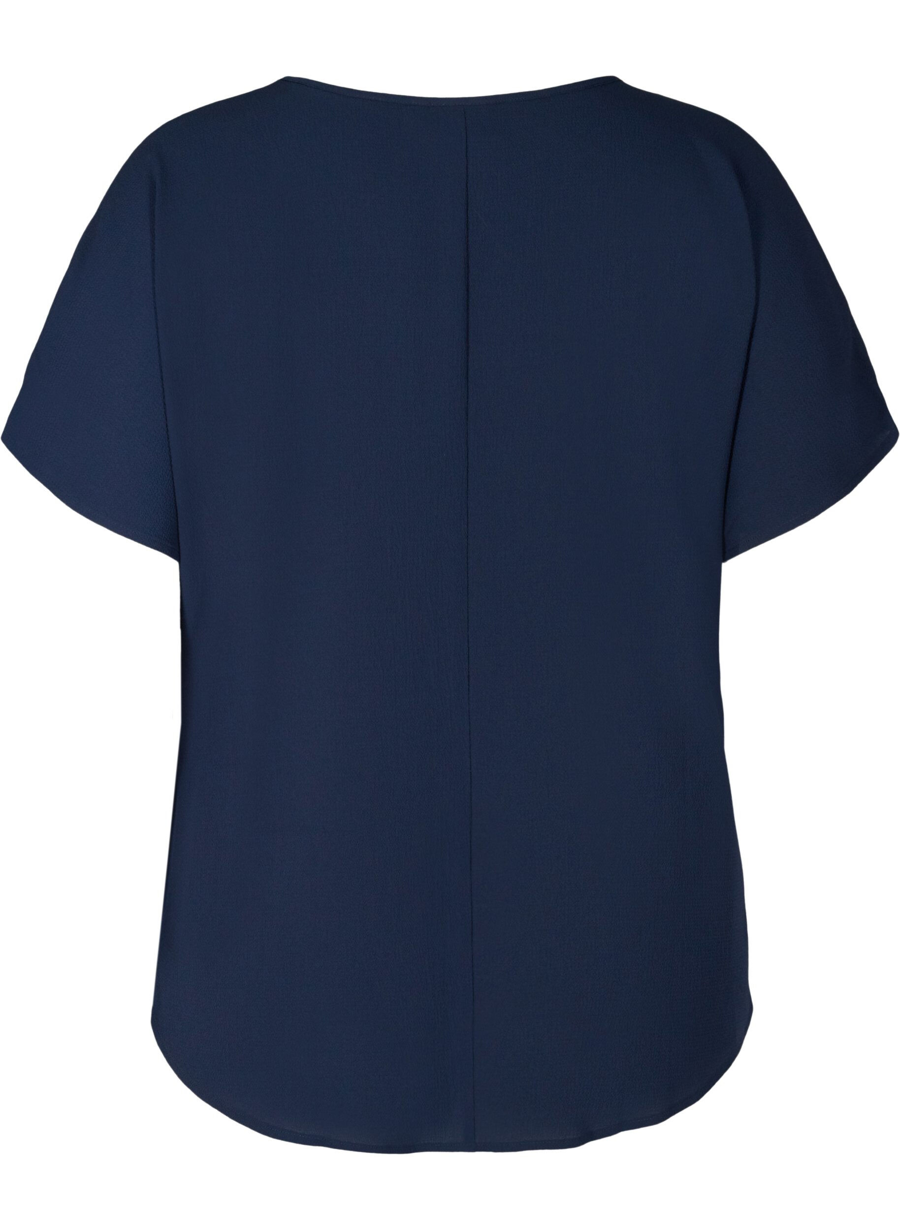 Zizzi Blouse &agrave; manches courtes et encolure ronde, Bleu, Packshot image number 1