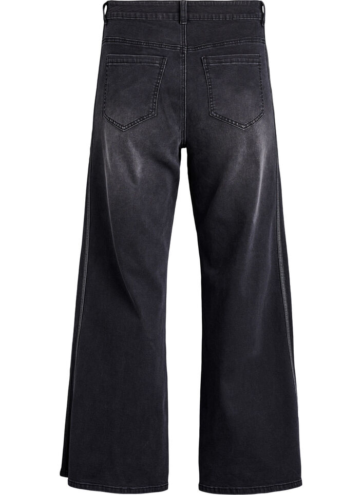 Jeans in weiter Passform mit vertikalen Denimdetails, Grau, Packshot image number 1