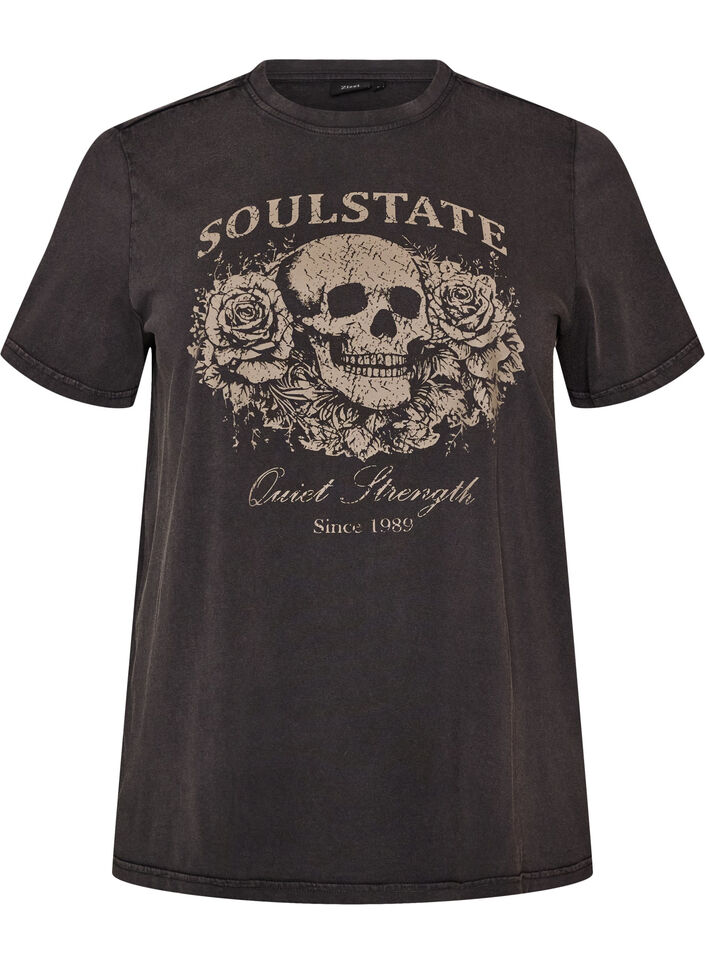 T-shirt graphique en coton bio, Beige, Packshot image number 0