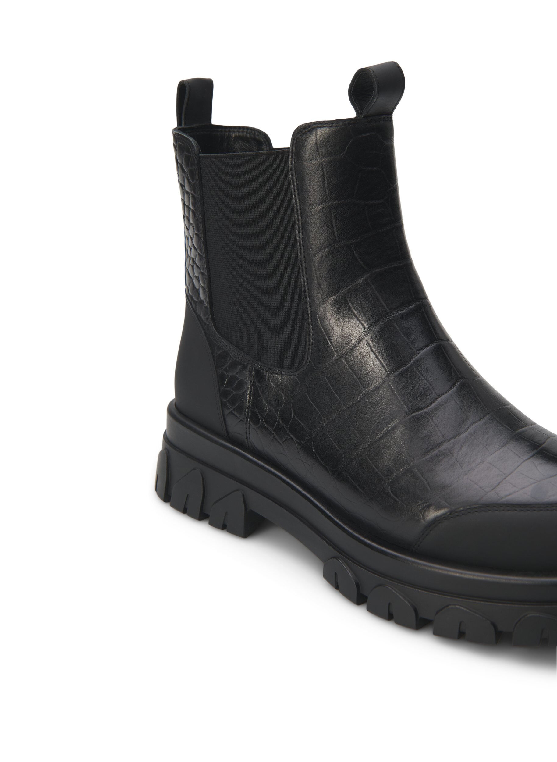 Zizzi Extra-Weite &ndash; Croco Chelsea-Stiefel aus Leder, Black, Packshot image number 4