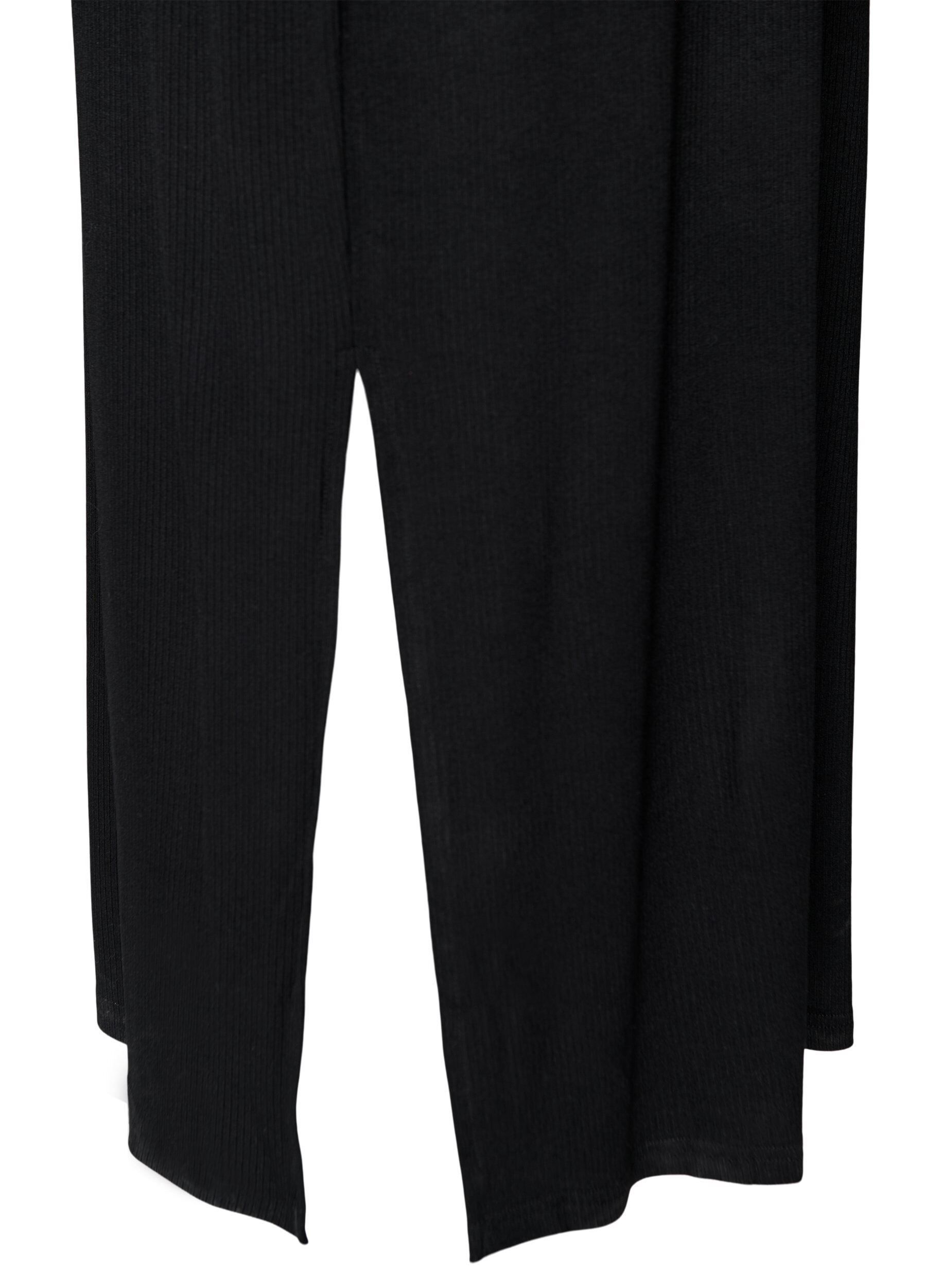 Zizzi &Auml;rmelloses geripptes Kleid aus Viskose, Schwarz, Packshot image number 3