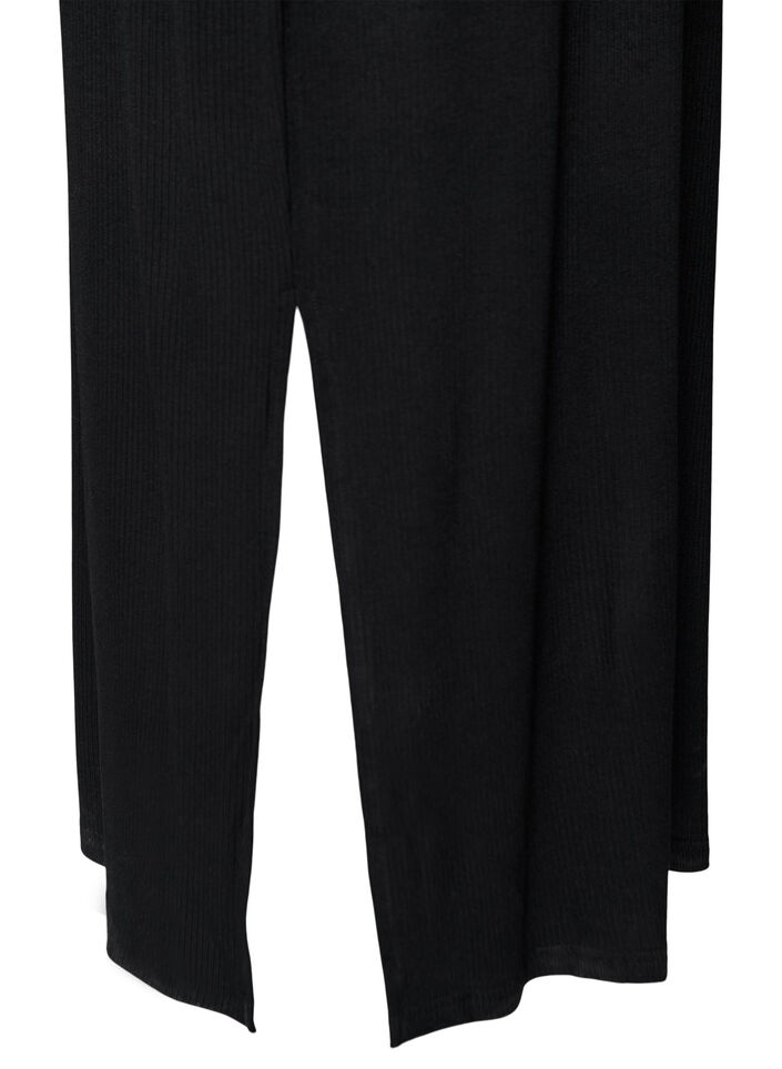 &Auml;rmelloses geripptes Kleid aus Viskose, Schwarz, Packshot image number 3