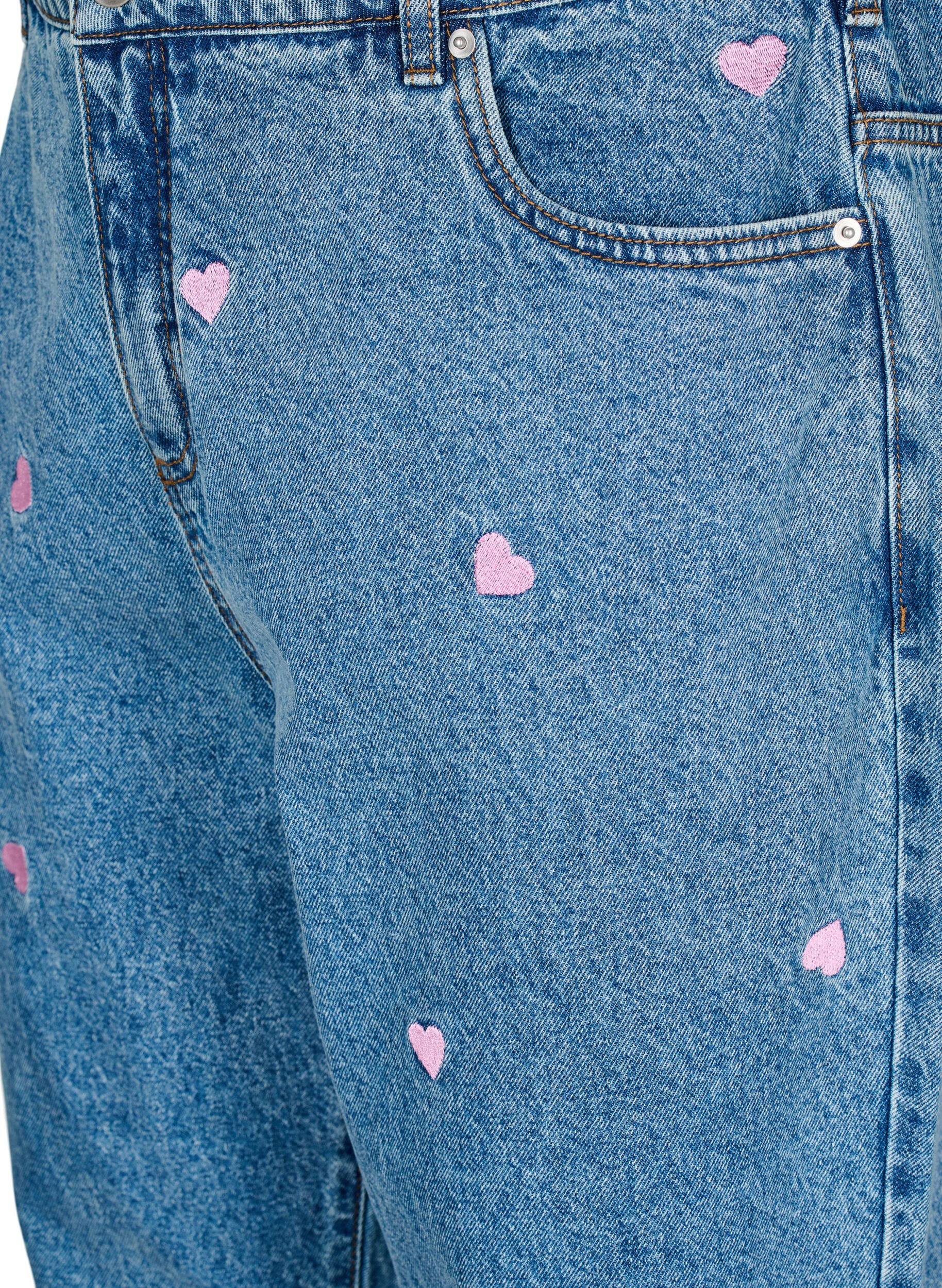 Zizzi Jeans Mille coupe Mom avec broderies, Bleu Clair, Packshot image number 2