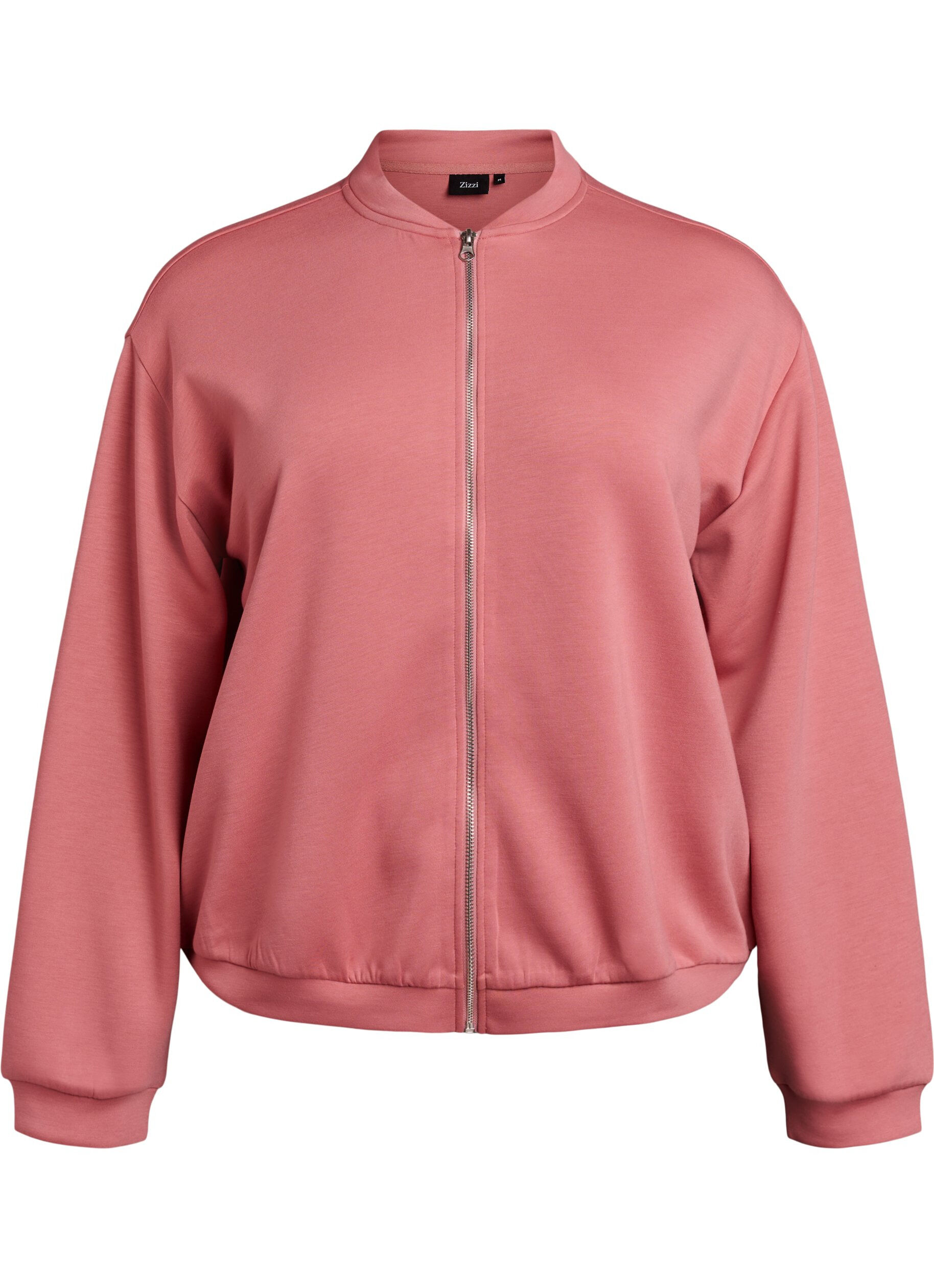 Zizzi Bomber-Cardigan mit Rei&szlig;verschluss, Rot, Packshot image number 0