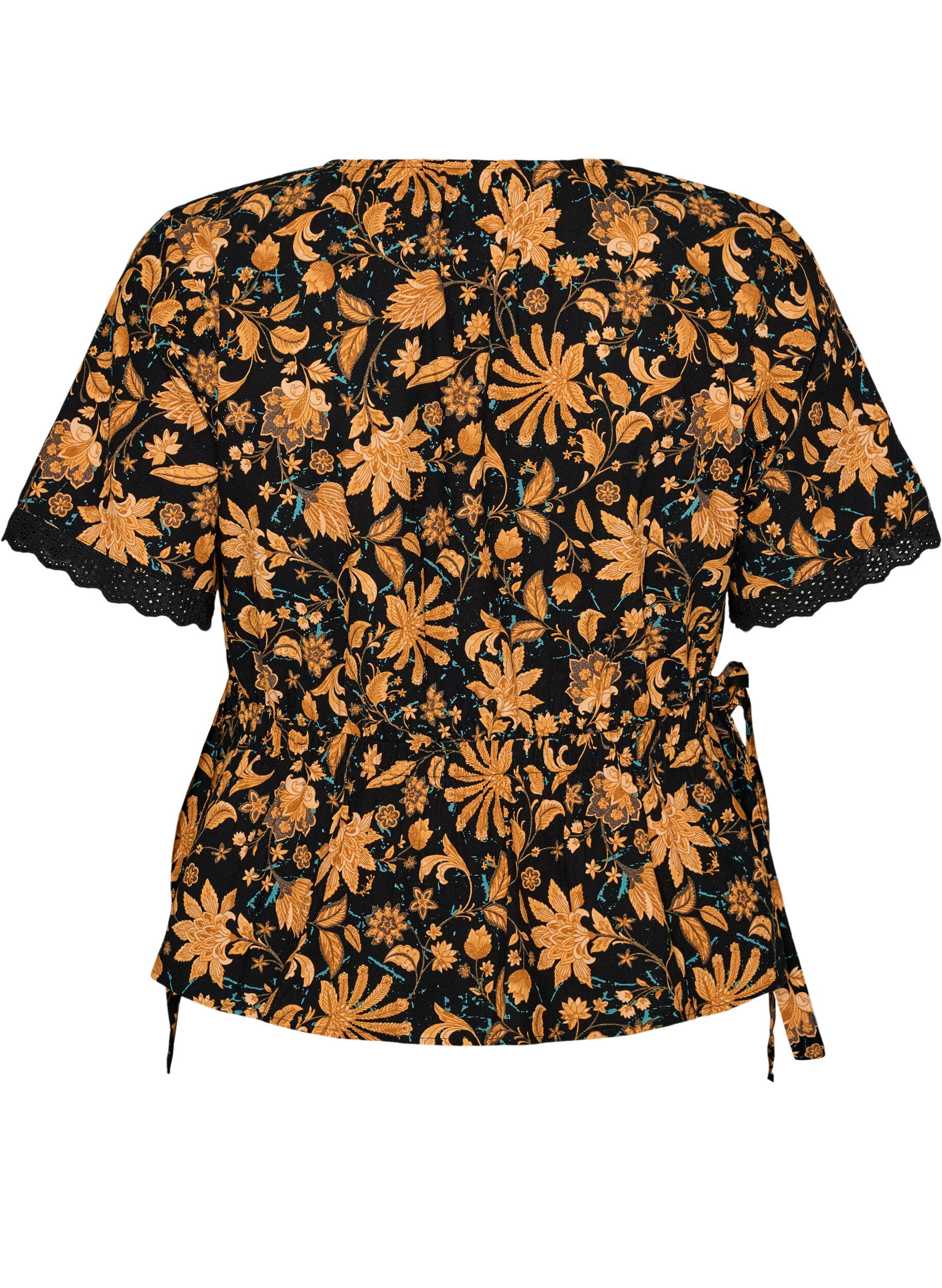 ZizziBlouse fleurie en coton avec lien &agrave; nouer, Orange, Packshot image number 1