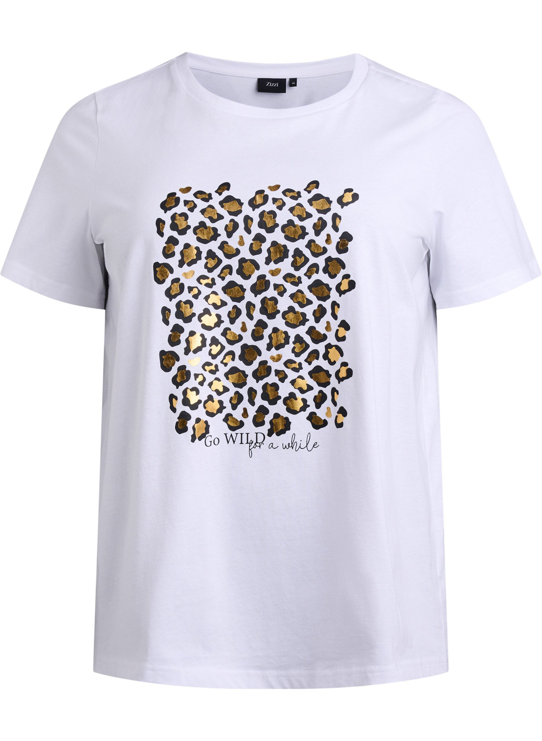 Zizzi T-shirt avec imprim&eacute; l&eacute;opard, Bright White w. Leo, Packshot image number 0
