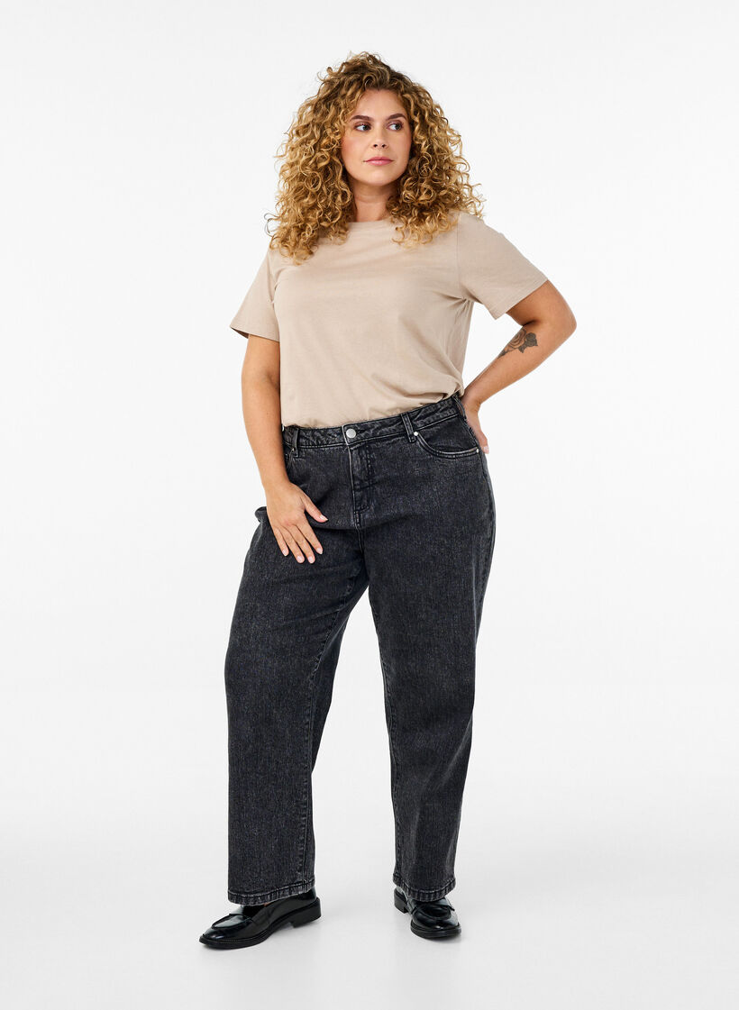 Basic T-Shirt aus Baumwolle mit Rundhalsausschnitt, Beige, Model image number 1